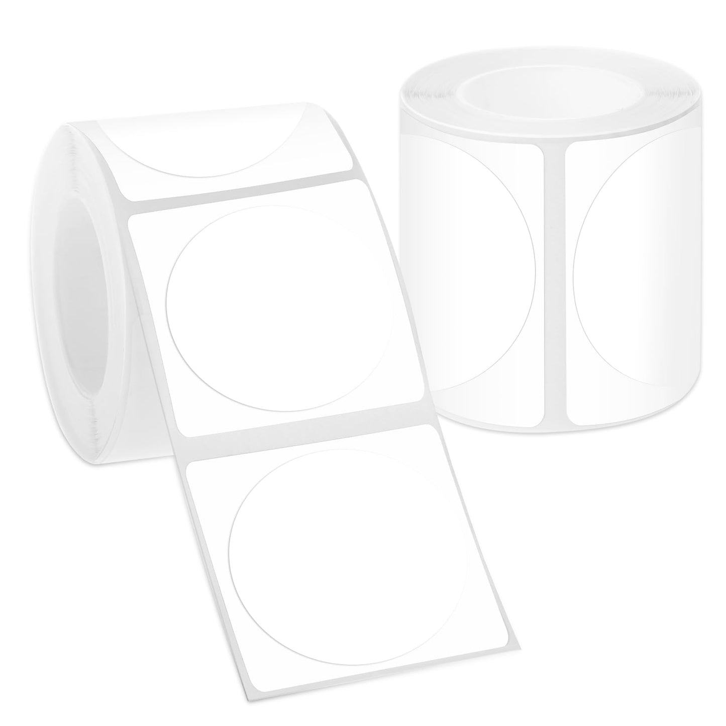 Molain 50x50mm White Circle Thermal Sticker Labels, Self-Adhesive Round Direct Thermal Labels, Multi-Purpose Roll Sticker Labels for DIY Logo Design, QR Code, Name Tag, Inventory-150 Labels/1 Roll