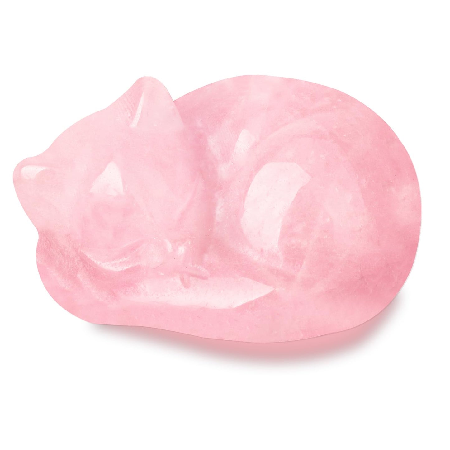 Giantree Opal Cat Crystals Decors Statue, Healing Sleeping Cat Statue Hand Carved Polished Cute Kitten Figurine Office Room Bedroom Desk Home Decoration Cat Lover Gifts for Women Men(Pink)