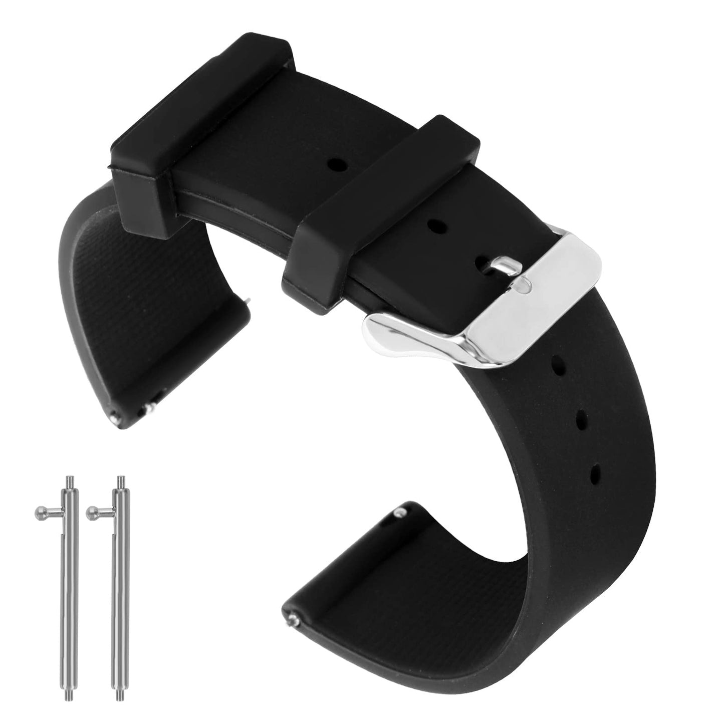 cobee Silicone Watch Bands for Men Women, Quick Release Watch Strap Soft Rubber Waterproof Sport Watch Band Replacement Straps with Metal Buckle(22 mm, Black)