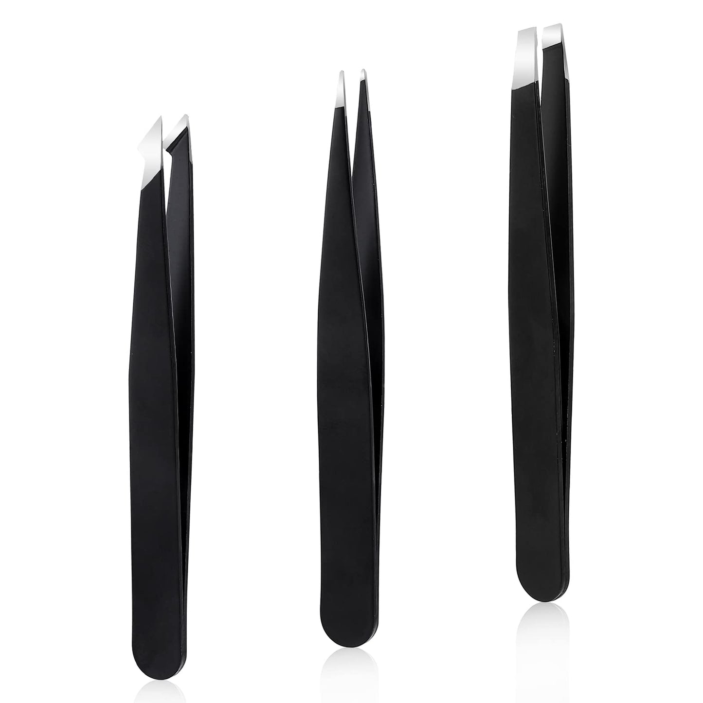 Giantree 3Pcs Tweezers for Women, Professional Stainless Steel Eyebrow Tweezers Kit Eyebrow Remover for Hair Facial Hair Beard Blackhead