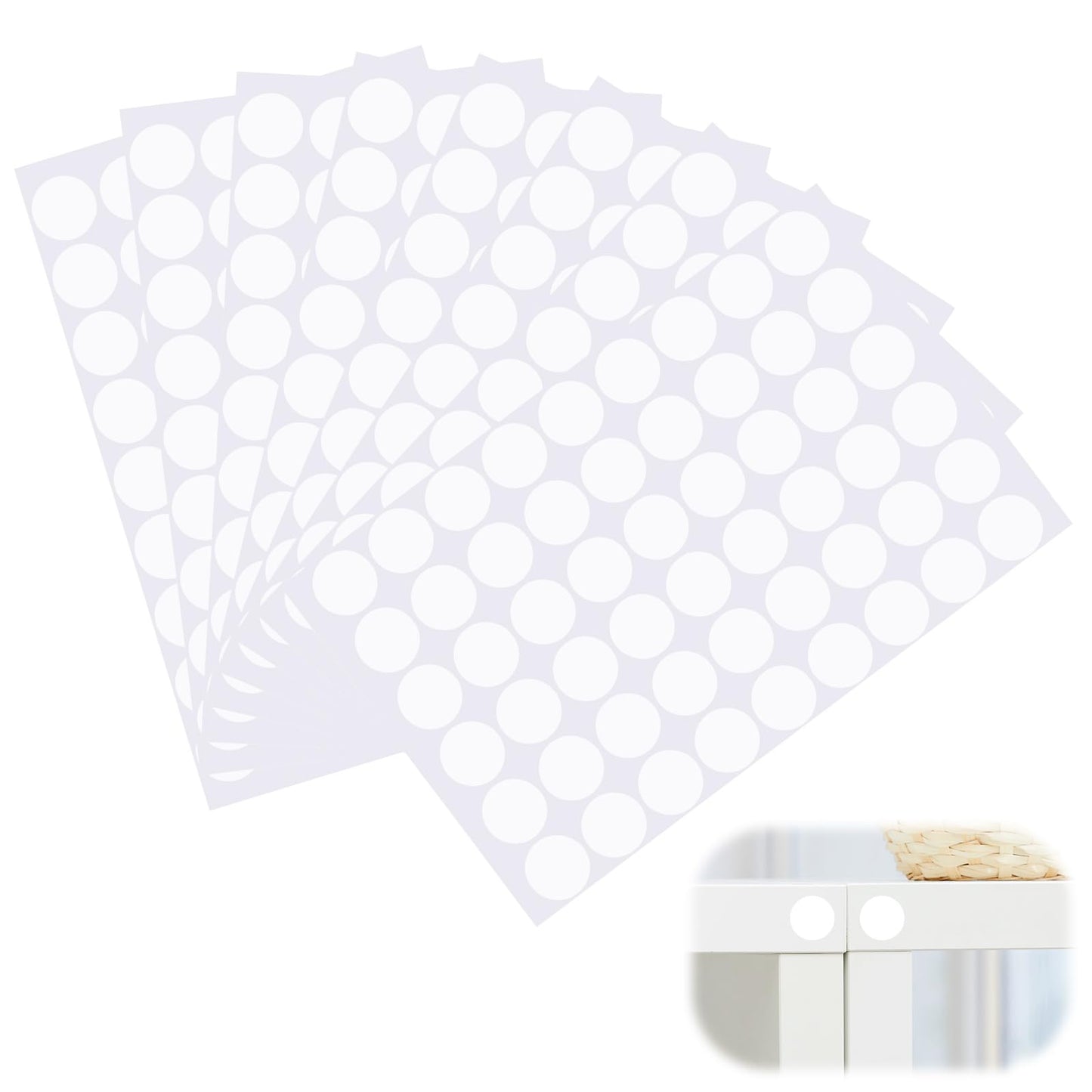 AOZUO Pack of 432 Self-Adhesive Cover Caps for Furniture & Floors, Screw Hole Stickers, Screw Hole Cover, Round Waterproof PVC Furniture, for Wooden Furniture, Cabinet, Shelf, Wardrobe, Walls (White)