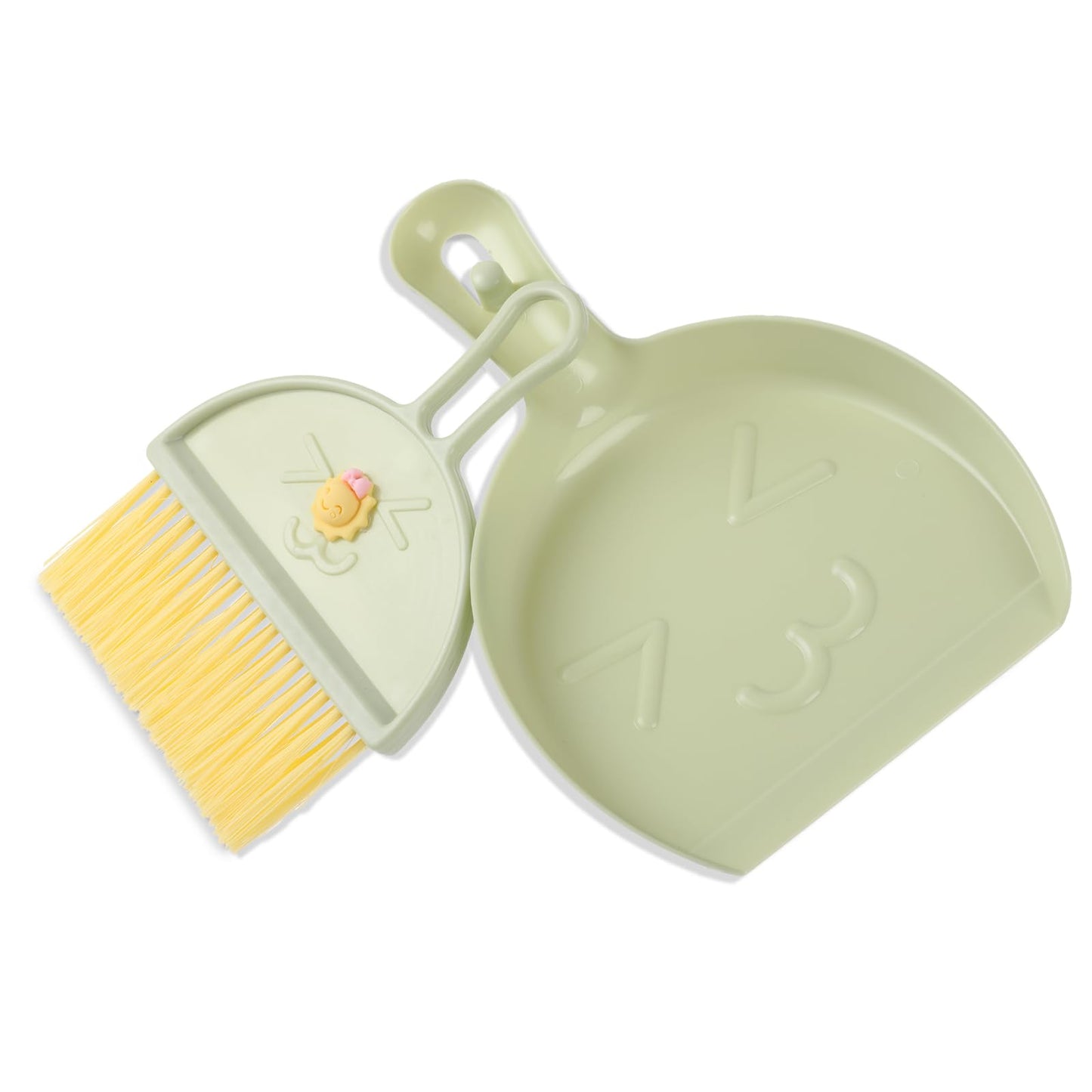 Amabro Mini Dust Pan with Broom Set, Small Dustpan Brush Set Hand Dustpan Table Top Brush Portable Table Crumb Sweeper Broom for Home Desktop Sofa Kitchen Keyboard Sweeping Cars Pet Nest(Sunflower)
