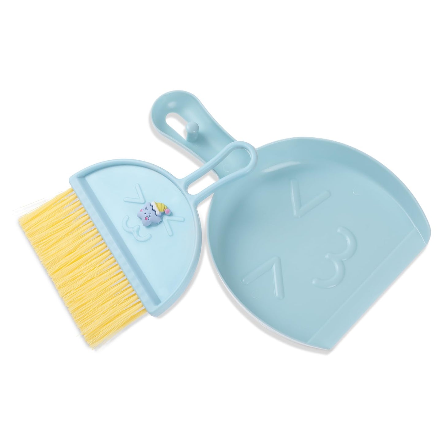 Amabro Mini Dust Pan with Broom Set, Small Dustpan Brush Set Hand Dustpan Table Top Brush Portable Table Crumb Sweeper Broom for Home Desktop Sofa Kitchen Keyboard Sweeping Cars Pet Nest(Star)