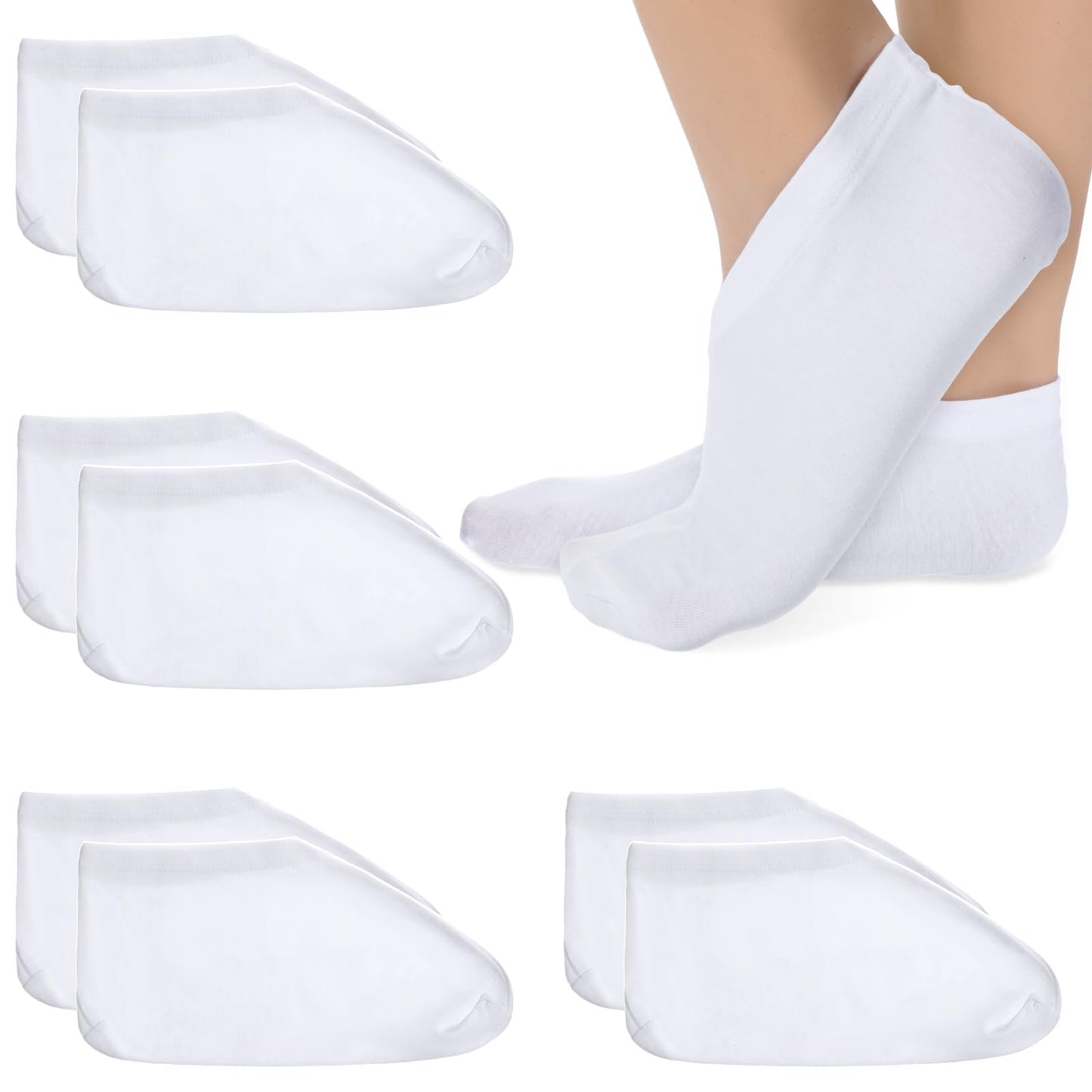 XLIUAX 6 Pairs Moisturizing Socks for Dry Feet, Overnight Lotion Cotton Socks White Moisture Enhancing Sock Soft Spa Absorbing Sock for Women and Men