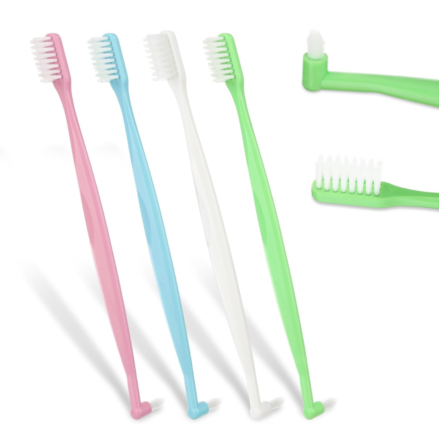 Andibro 4 Pack Double Ended Tufted Gaps Toothbrush, V-Trim Bristles Tooth Brush Orthodontic Interspace Toothbrush Soft Trim Toothbrush Tapered Trim Tooth Cleaner for Braces Orthodontic Detail Cleaning