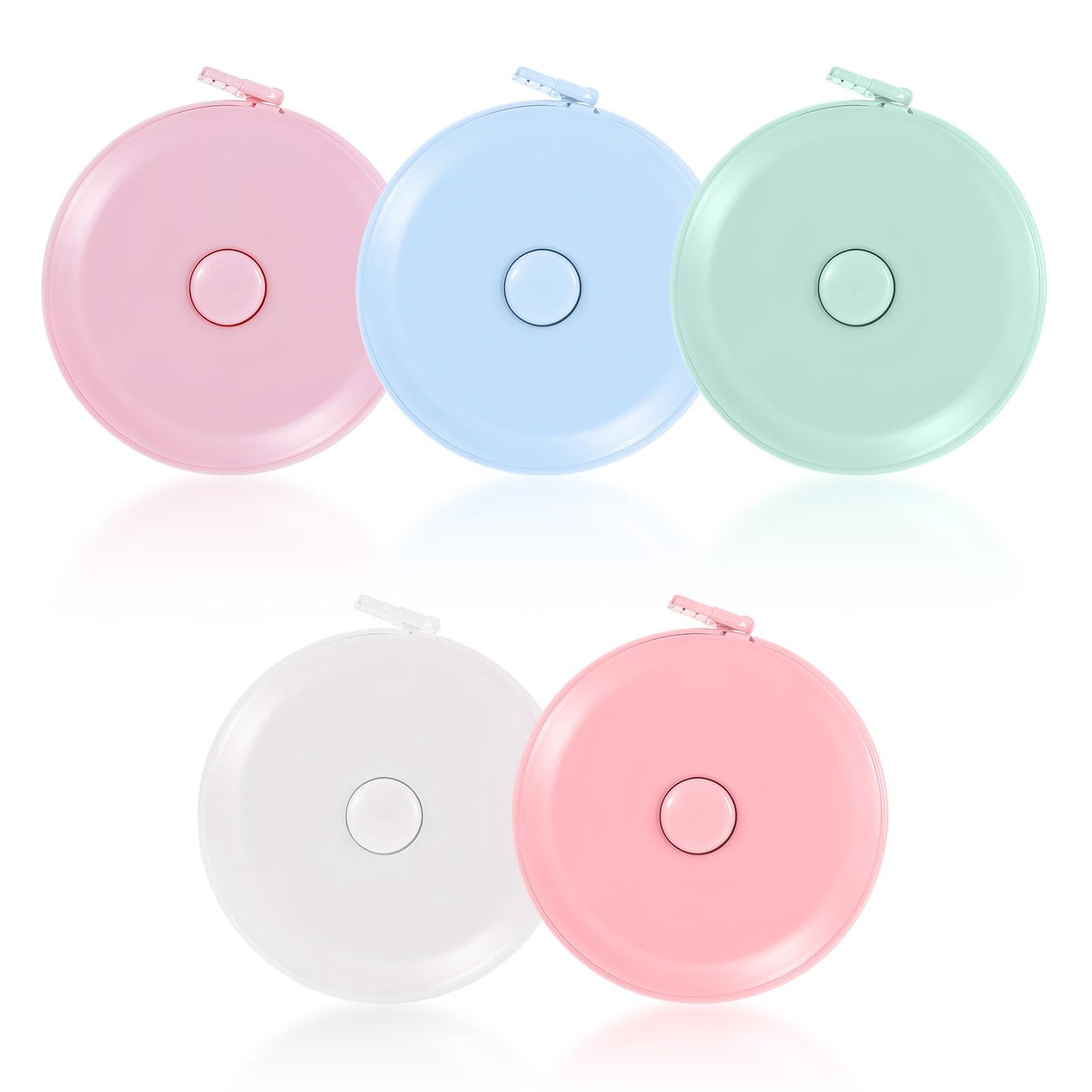 Yuanchu 5 Pack Small Tape Measures, Flexible Measuring Tape Mini Soft Body Tape Measure 5 Colors Measuring Retractable Sewing Ruler for Craft Fabric Cloth 60in/150cm