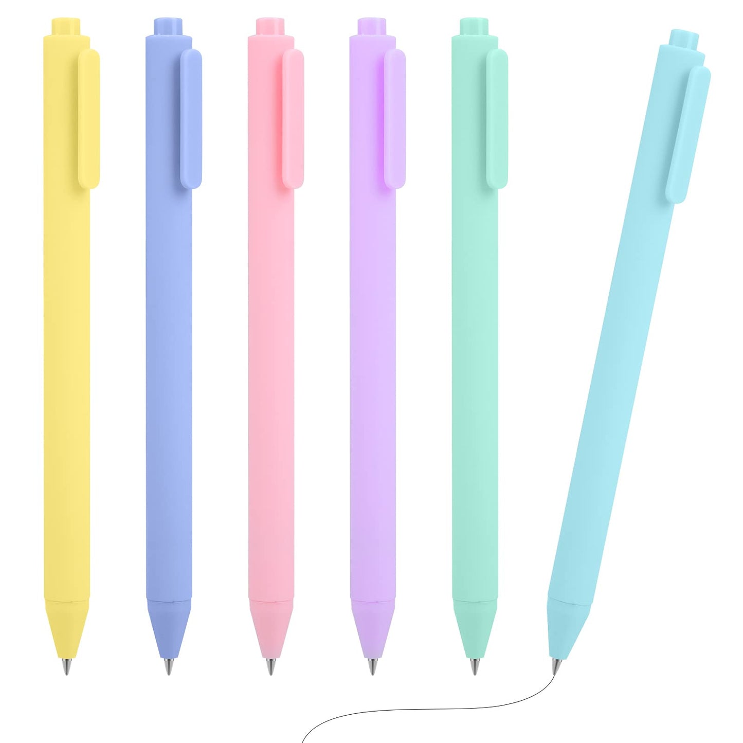 cobee Pastel Ballpoint Pens, 6 Pcs 1.0mm Aesthetic Gel Ink Pens Medium Point Retractable Gel Pens Cute Ball Point Pen Black Ink Writing Pens Pastel Rollerball Pens School Office Gift Supplies