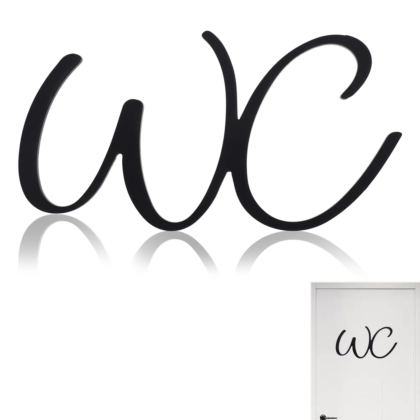 Yuanchu Guest Toilet Sign Self-Adhesive Toilet Door Sign Toilet Sticker Door Signs Toilet Self-Adhesive Toilet Sign Toilet Lettering Toilet Decoration for Indoor and Outdoor Use (WC)