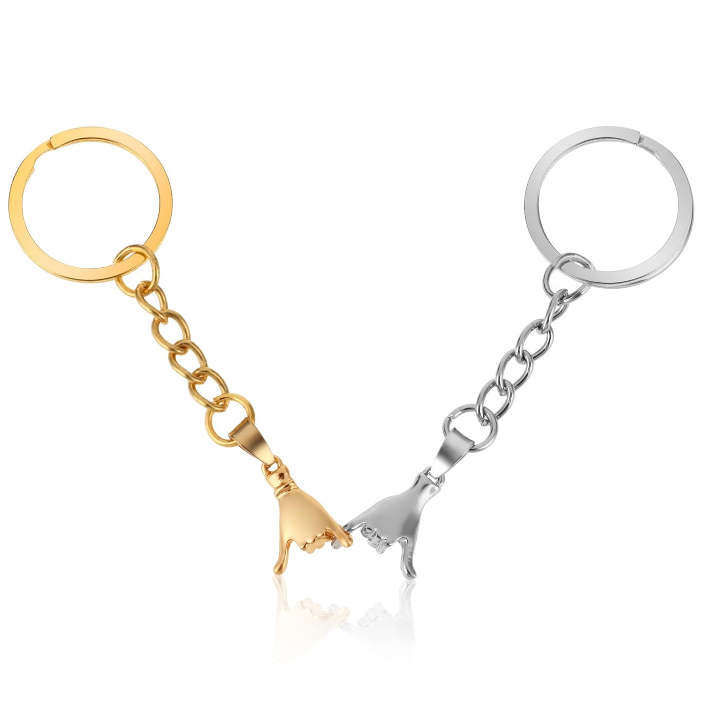 Amabro 2PCS Promise Keychain Gift, Pinky Anniversary Couples Matching Gifts Best Friend Girlfriend Boyfriend Love Christmas Valentine's Day Wedding Gifts Keychain(Gold,Steel)
