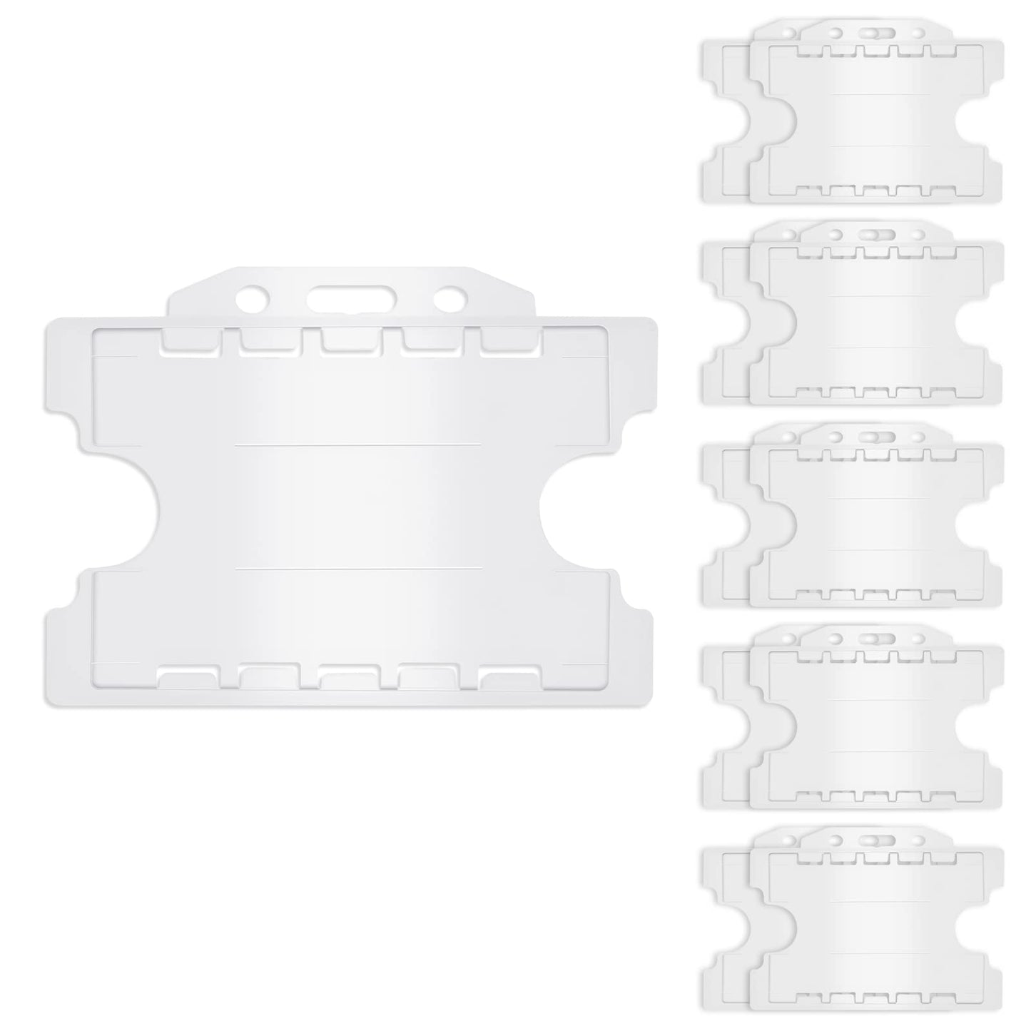 Molain 10pcs Double Sided ID Card Holders, Open Faced ID Badge Holder Dual Identity Plastic Pass Protector ID Card Badge Holders with Lanyard Hole for Office, School(White)