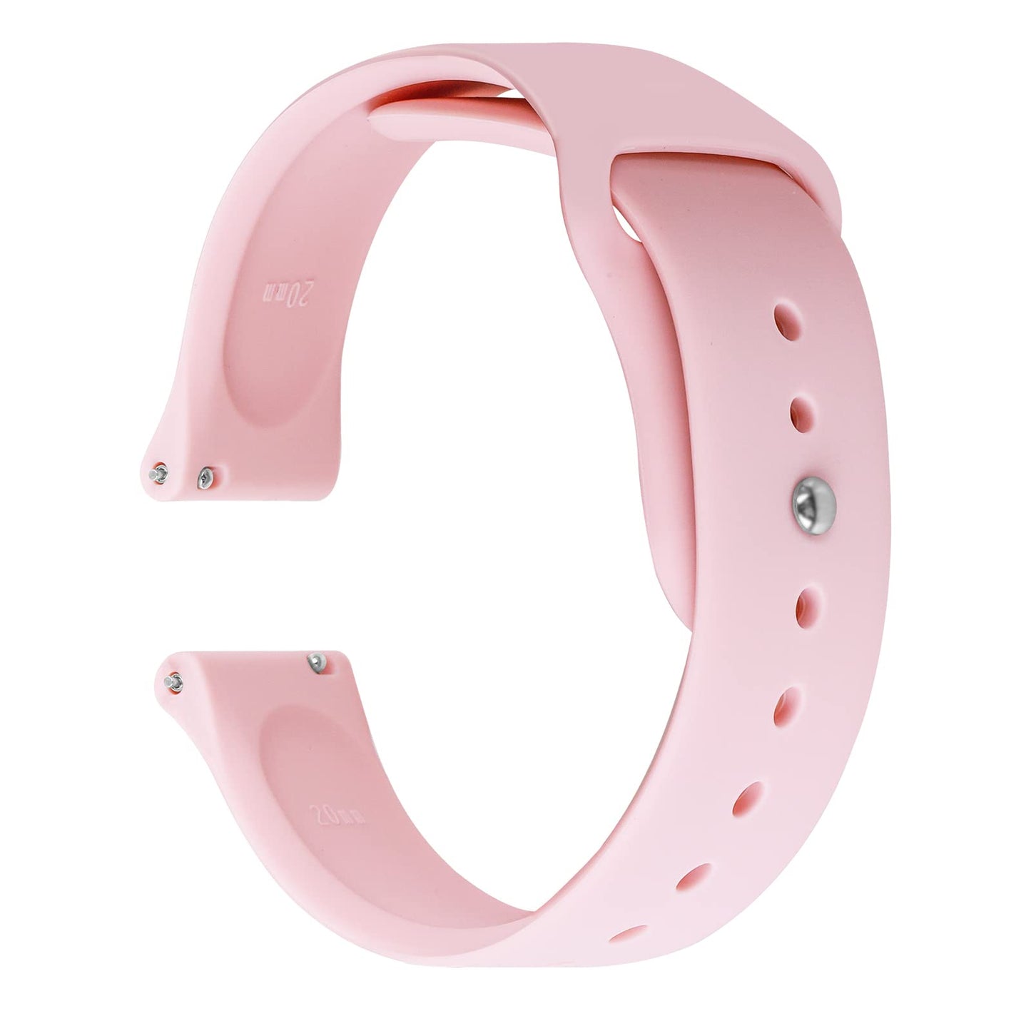 cobee Silicone Watch Bands - Quick Release Watch Strap with Steel Nail Buckle, 9-Holes Adjustable Solid Color Watchband Replacement for Men Women, Soft Sport Watchband(20mm, Pink)