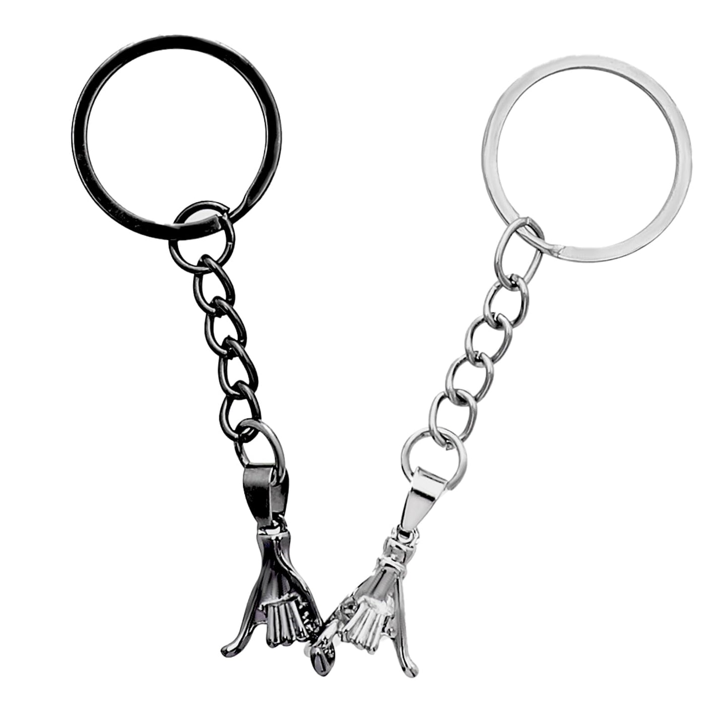 Jeffdad Creative Key Chain, Personality Gift for Boyfriend Girlfriend Anniversary Couple Gift Birthday Gift (Silver+Black
