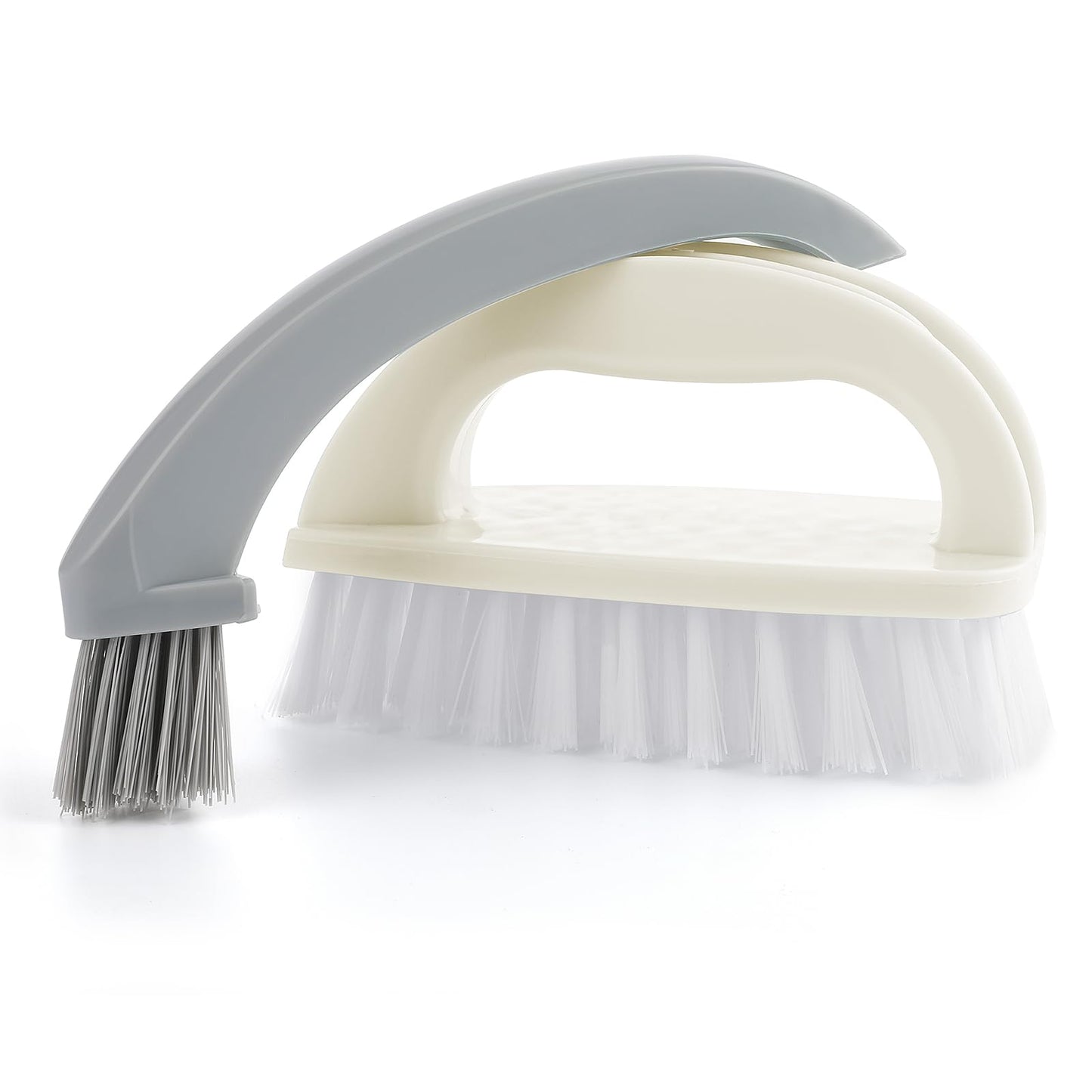 Amabro Hand Nail Cleaning Brushes, Detachable 2-in-1 Durable Stiff Bristle Fingernails Scrub Brushes Heavy Duty Deep Nail Cleaner with Handle for Fingernails Toes Manicure Men Mechanics(Gray, White)