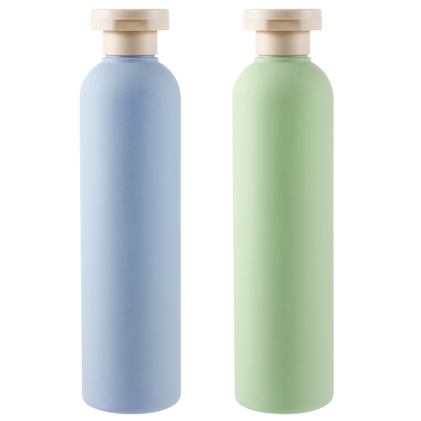 Molain 2Pcs Squeeze Bottles, 260ml Plastic Refillable Travel Containers Empty Dispensing Bottles with Disc Top Flip Cap Portable Leak Proof Bottles for Shampoo Creams Lotion Conditioner(Blue+Green)