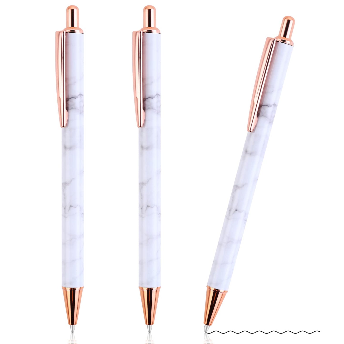 TIESOME Bling Metal Pens, 3/6Pcs Bling Metal Ballpoint Pens, 1.0 mm Click Retractable Ballpoint Pens Black Ink Smooth Writing Pen for School Office Gift Supplies(White,3Pcs)