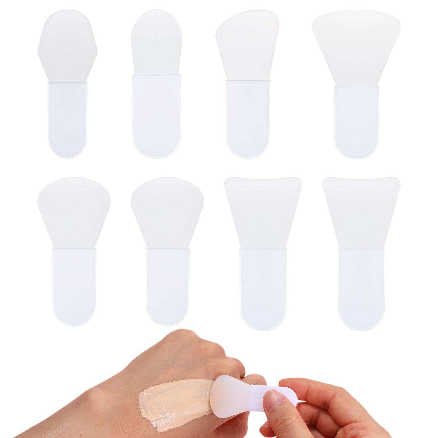 GEEHUA 8Pcs Face Mask Applicator Brushes, Silicone Face Brush Eye Mask Spatula Mini Makeup Skincare Applicators Soft Small Mask Brush for Eye Facial Mud Clay Mask Body Lotion