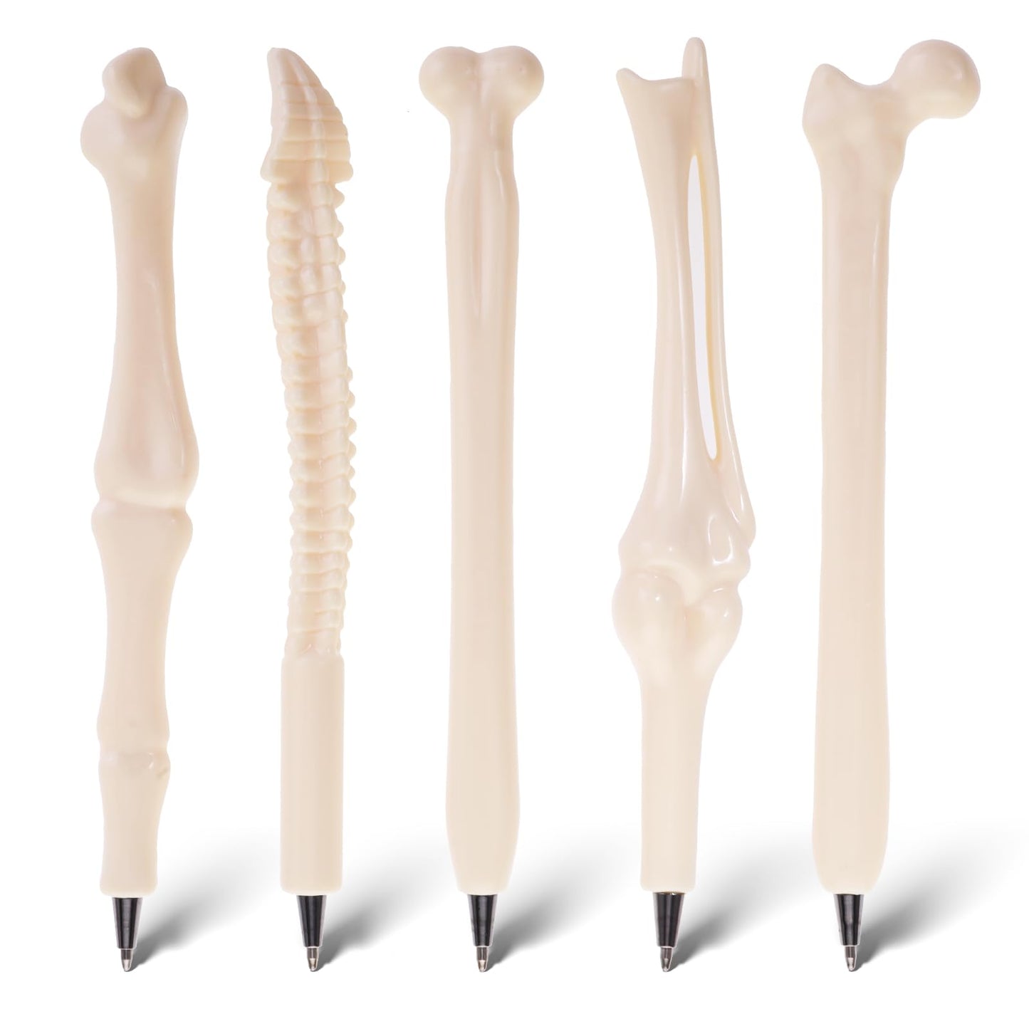 5 PCS Creative Novelty Bone Shape Ballpoint Pens, 1.0mm Black Ink Bone Model Pens Nurse Doctor Pen Halloween Party Favors for Kids Student Stationery Halloween Party Supplies