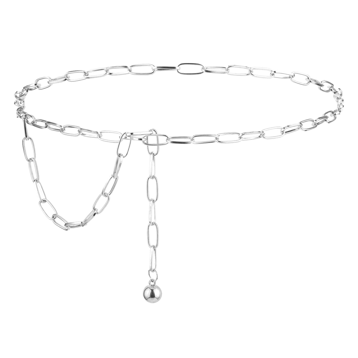 Molain Women Chain Belt, Adjustable Metal Waist Chain Belt Fashion Waist Belt for Jeans Pants Dresses (Silver)