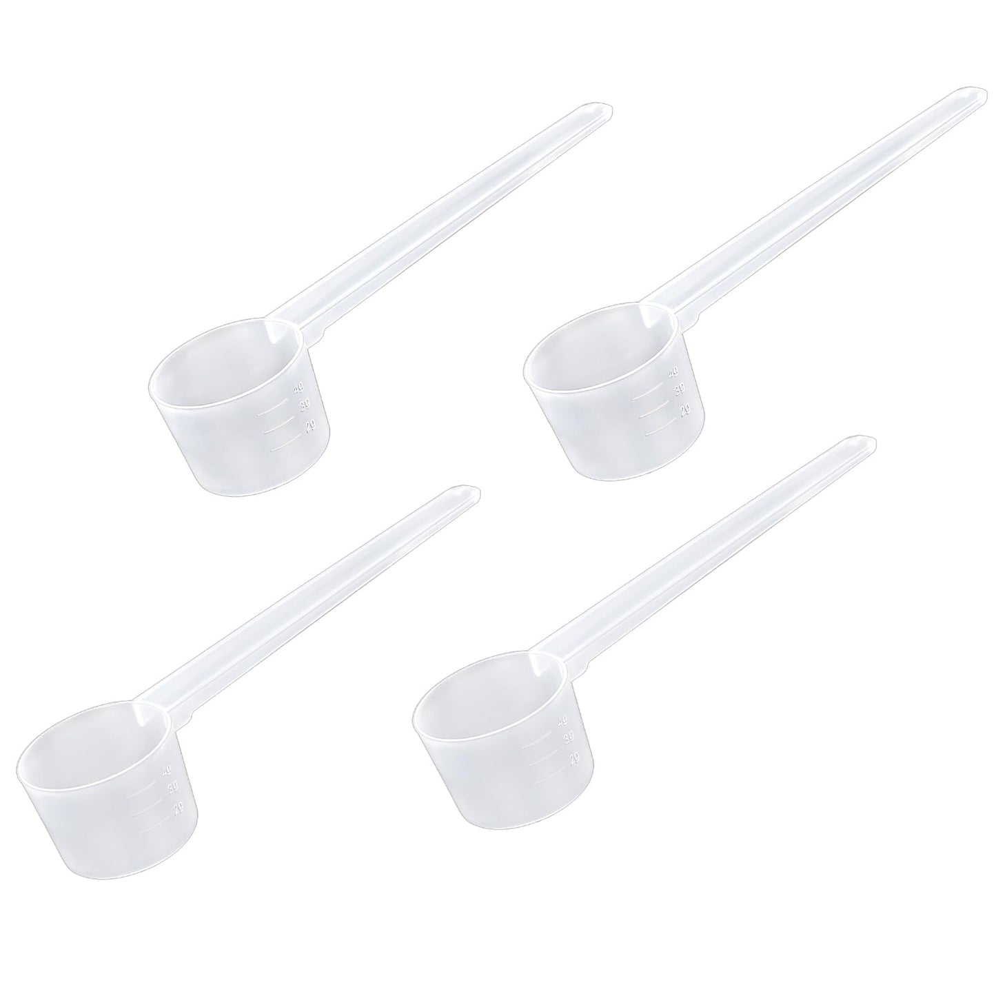 simarro 4Pcs Measuring Spoons, Transparent Dosing Spoons with Scale Plastic Detergent Dosing Aid for Washing Powder, Coffee, Milk Powder, Protein Powder, Flour and Kitchen Measure Tools (10ML)