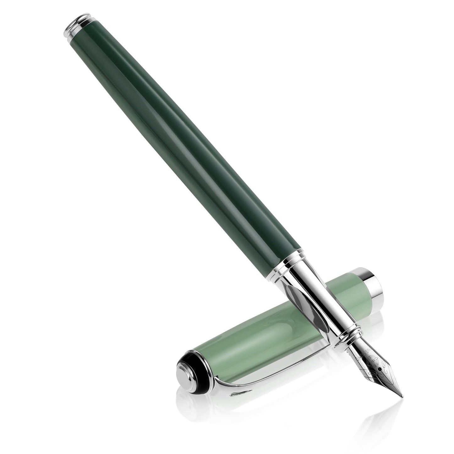 cobee Metal Fountain Pen, 0.5mm Extra Point Fountain Pen Calligraphy Pen Smooth Writing Luxury Pen Business Pen for Men Women Journaling School Office Gift(Green)