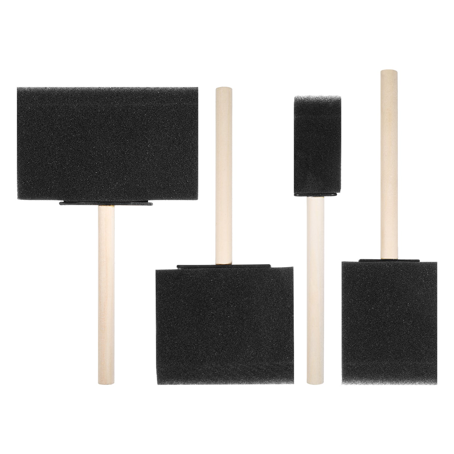 BOHUIZ 4Pcs Sponge Foam Paint Brush, 4 Sizes Foam Sponge Brushes with Wood Handles for Painting, Staining, Varnishes, and DIY Craft Projects