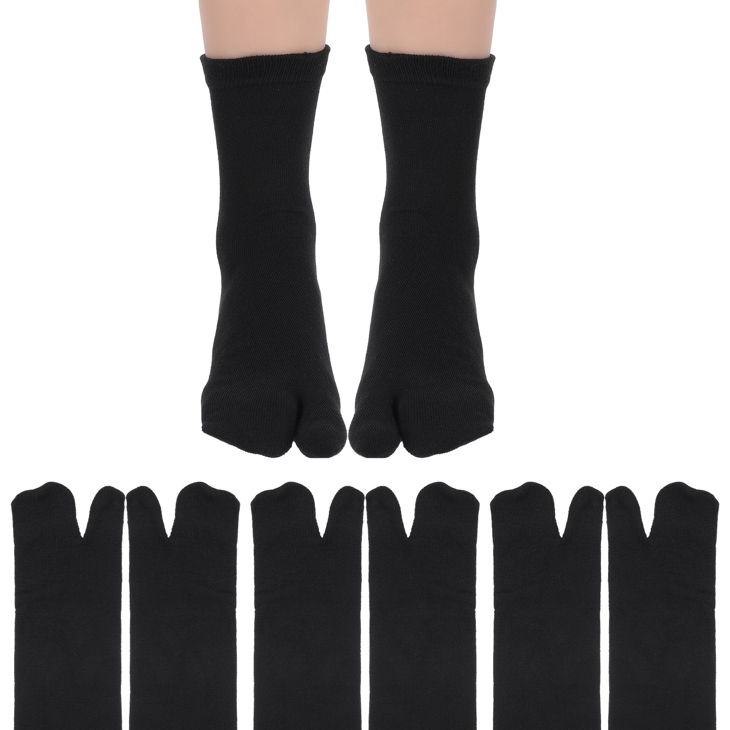 TIESOME 4 Pairs Tabi Split Toe Flip Flop Socks for Men Women Low-Cut Stretch Comfort Crew Socks