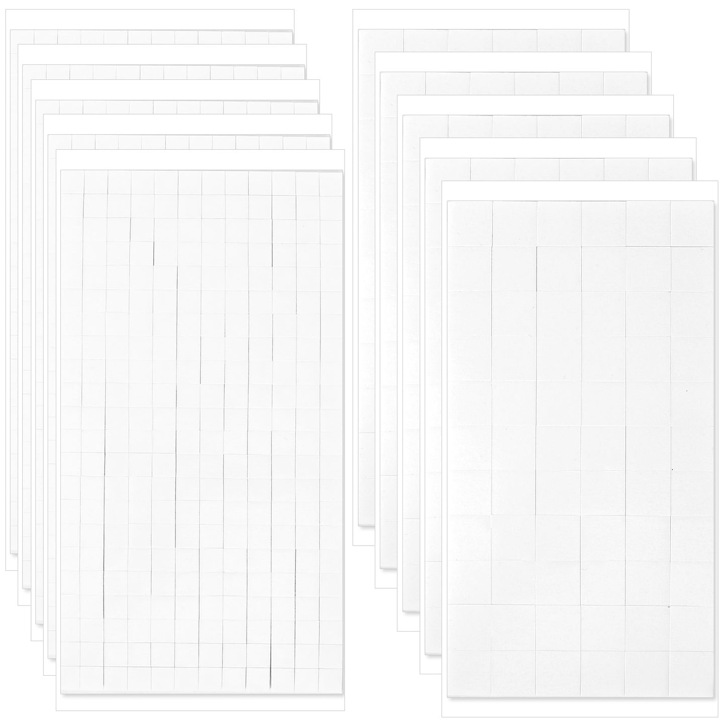 Jeffdad 10 Sheets 1650Pcs Double Sided Foam Squares, Foam Adhesive Squares for Crafts, Precut Square Strips Foams Tape for DIY Arts Scrapbook Office Class Christmas 2 Sizes (0.47in/12mm, 0.24in/6mm)