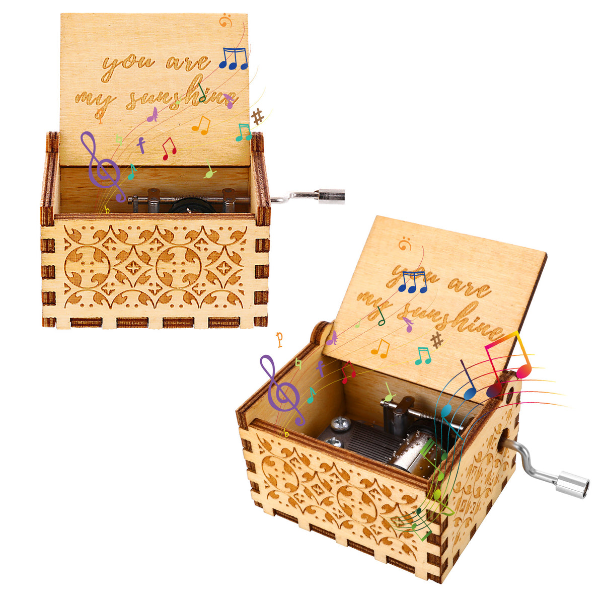 Amaxiu You Are My Sunshine Music Box, Hand Crank Music Box Gifts(Wood)