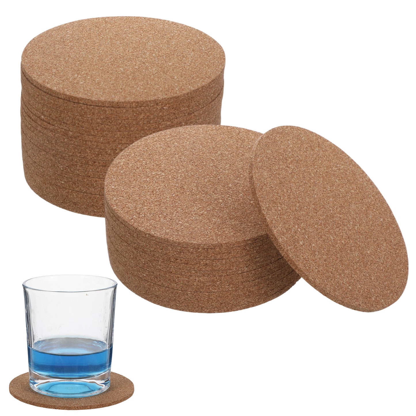SULIKJHUI 20 Pcs Round Cork Coasters, Natural Cork Backing