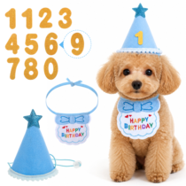 Molain Dog Birthday Decorations, Dog Birthday Hat Bandana With 0-9 Numbers