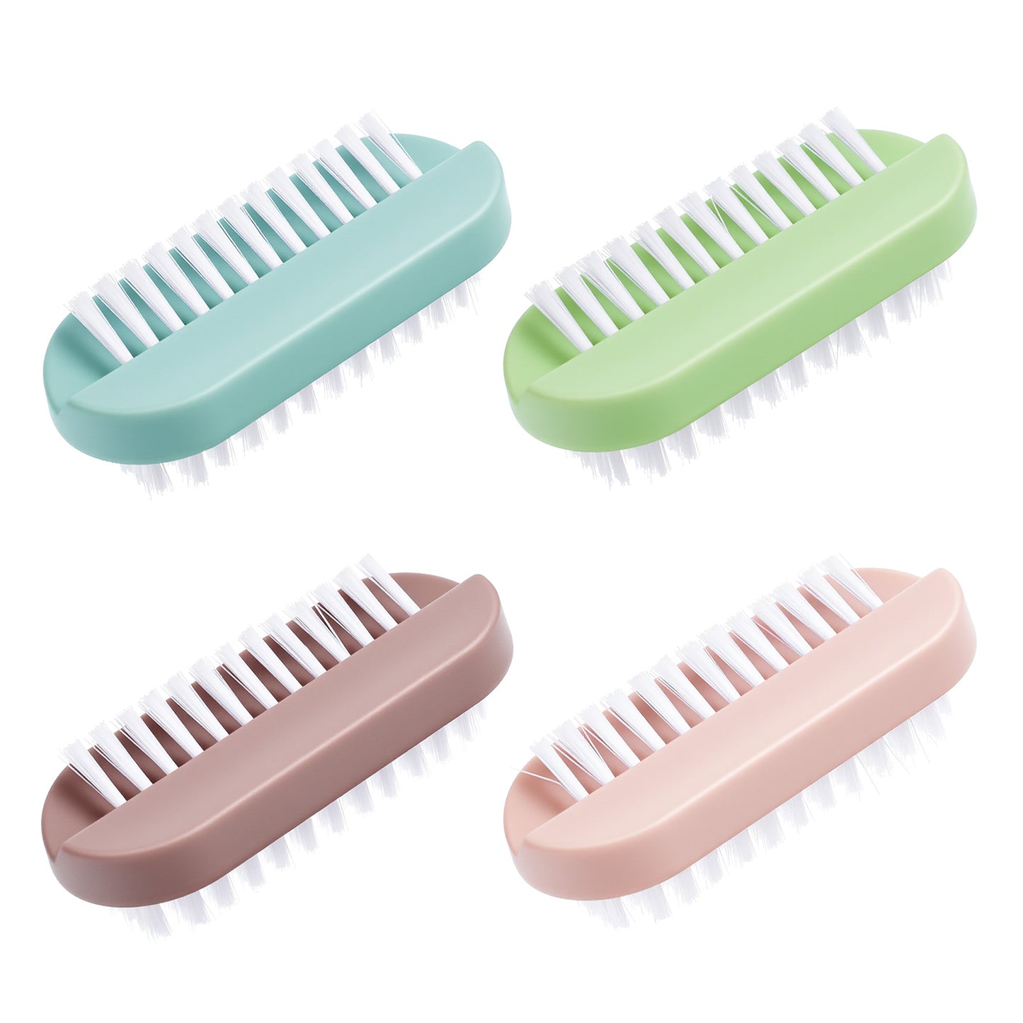 Yuanchu 4 Pcs Nail Brushes Set, Double Sided Cleaning Fingernail Scrub Brushes Portable Soft Stiff Bristles Nail Scrub Brush Easy to Hold Cleaning Brush for Hands Feet Nails Men Women Kids