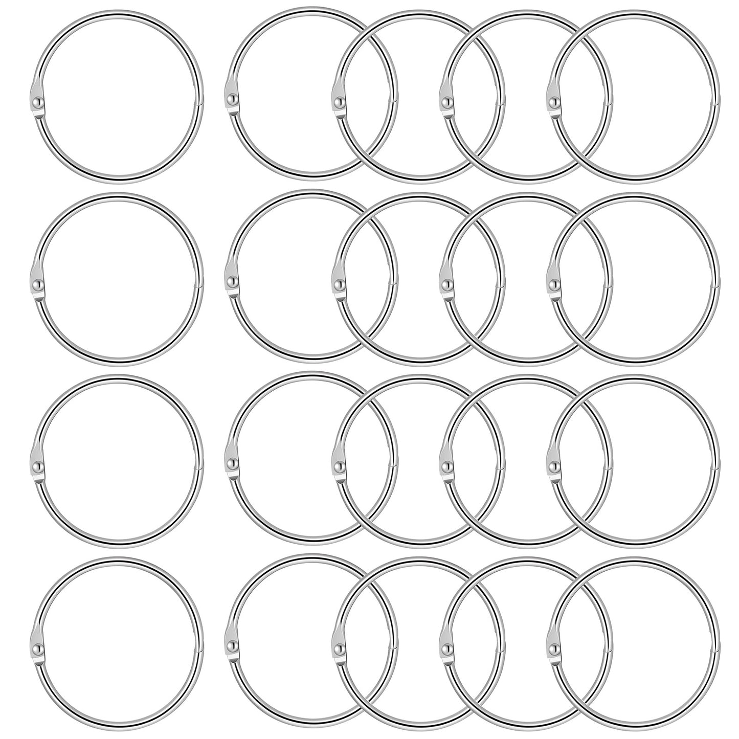 SULIKJHUI Binder Rings 20 Pcs 5 cm/1.97 Inch Heavy Duty Steel Binding Rings, Smooth Edge for Index Cards, Flashcards, Receipts & Files, Office, School & Home Organizers