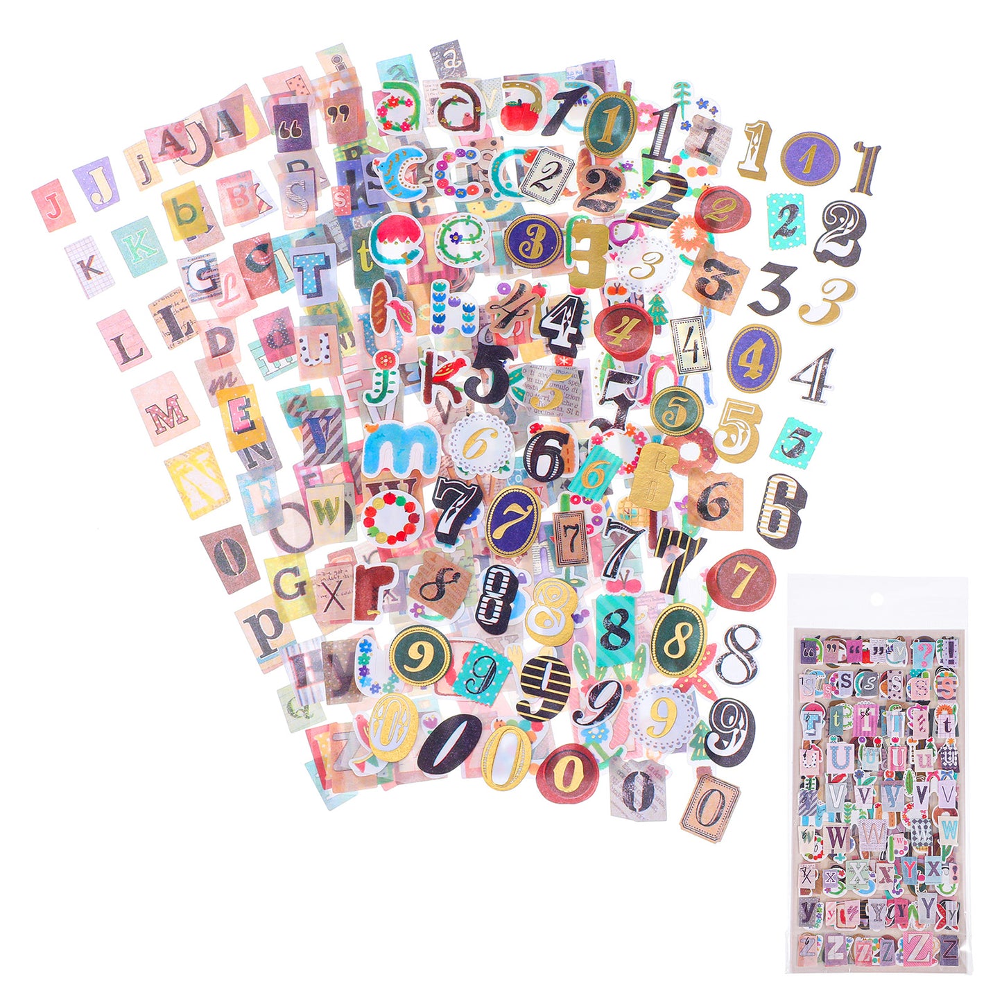 TIESOME 24 Sheet Vintage Stickers, Scrapbooking Letter Stickers, Cute Alphabet Number Sticker, Self-Adhesive Graffiti Decals for Scrapbook, Journal, Diary, DIY Art Album Paper Crafts