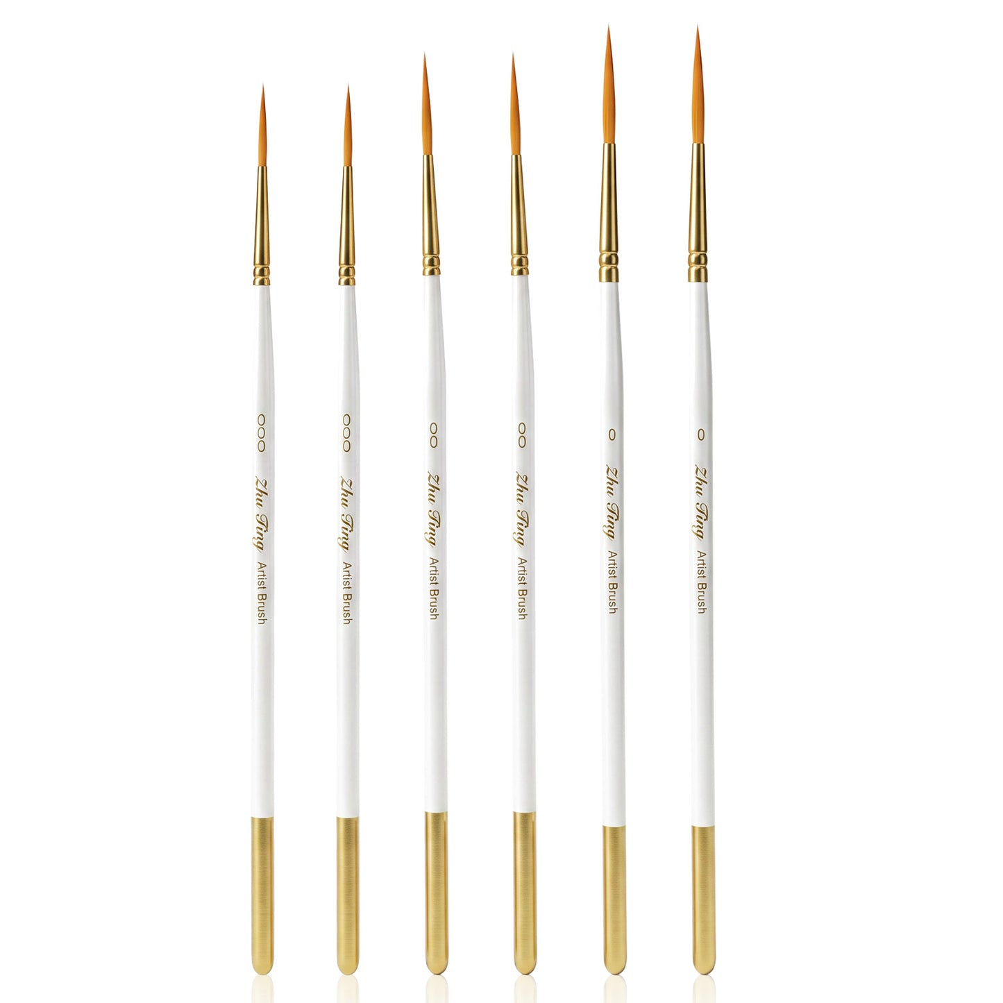 HJZHII 6 PCS Liner Paint Brush, Flexible Thin Acrylic Paint Brushes Extra Long Fine Point Tip Detail Miniature Brush Pinstriping Scroll Outlining Brush for Craft Detail Painting Small Scale Models