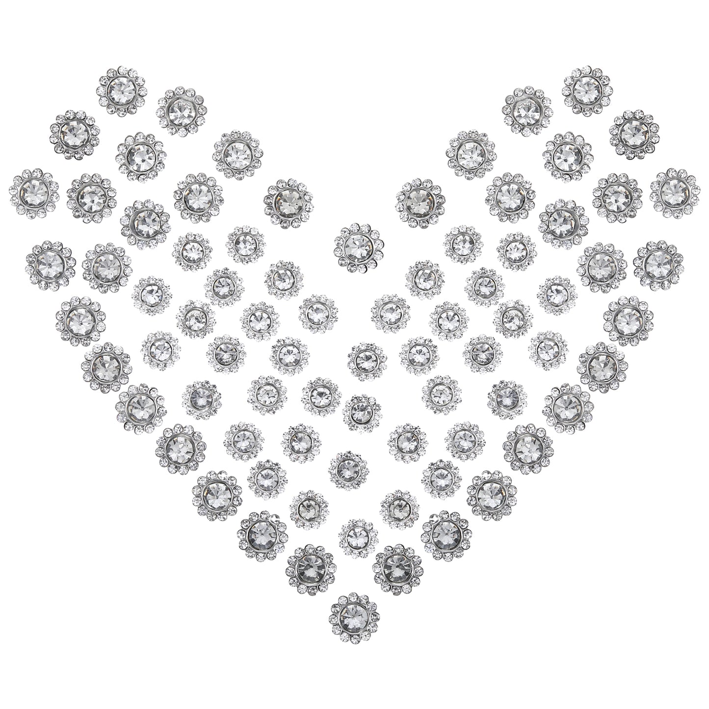 Yuanchu 80 Pcs Crystal Rhinestone Buttons, 12mm & 9.5mm Rhinestone Bouquet Embellishments Flower Rhinestone Brooch Flatback Wedding Accessory for DIY Crafts Jewelry Making Clothes Bag Shoe Decor