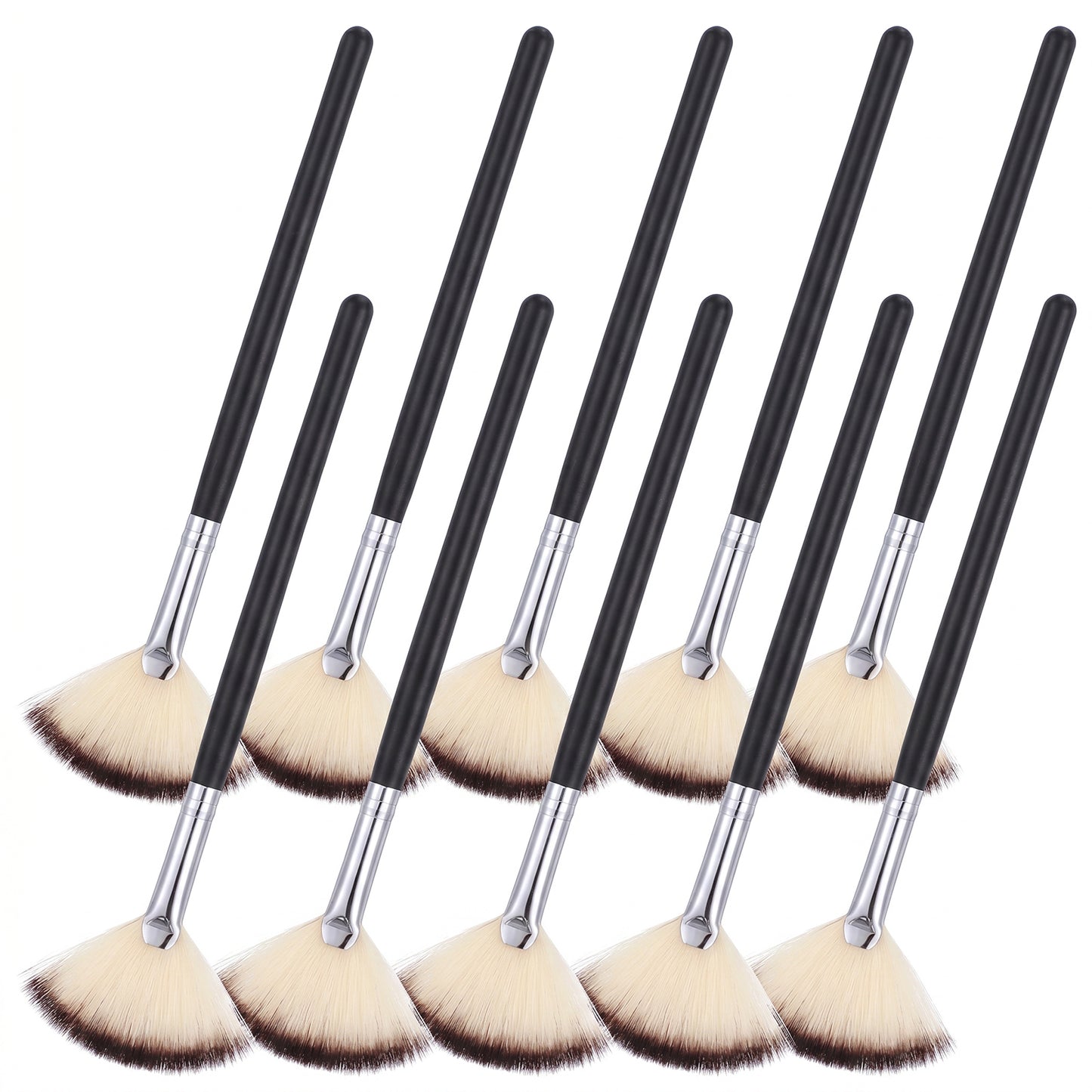 XLIUAX 10 Pack Face Mask Brushes, Ultra Slim Soft Facial Fan Applicator Makeup Brush for Peel Sleeping Mud Mask Cream Foundation Stippling Esthetician Cosmetic Applying Tools(Black, White)