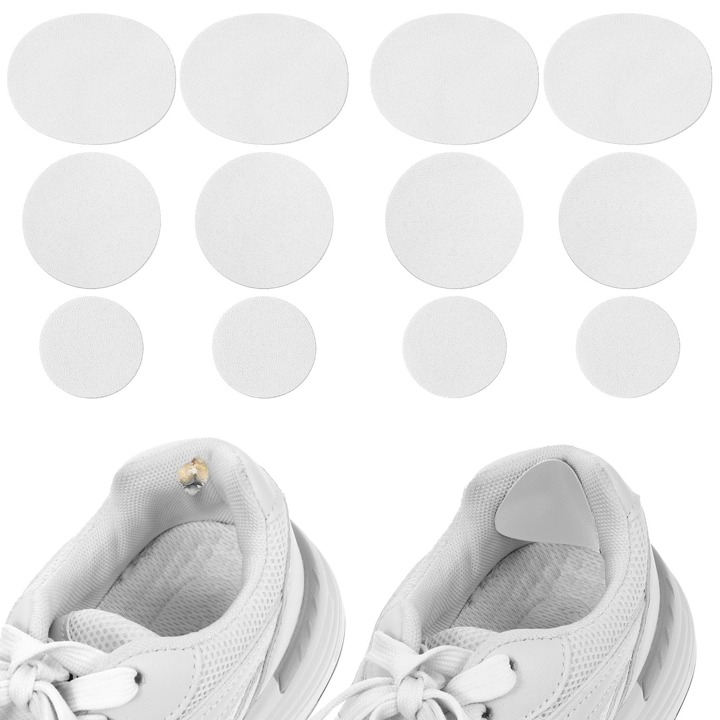 TIESOME 12 Pair Shoe Heel Repair Inserts, Self-Adhesive Inside Shoe Patches Kit Circle Shape Shoe Repair Kit for Sneaker Hole Prevention Repair Holes 3 Sizes(Gray)