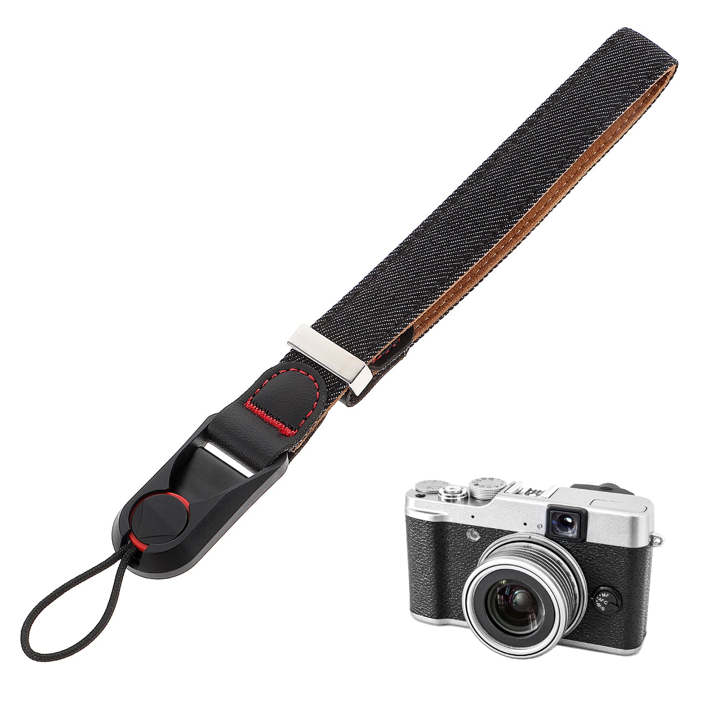 Yuanchu Removable Cuff Camera Wrist Strap, Portable Camera Wristband Detachable SLR Wristband Quick Fit Camera Wristband Set Denim Wrist Strap(Black)