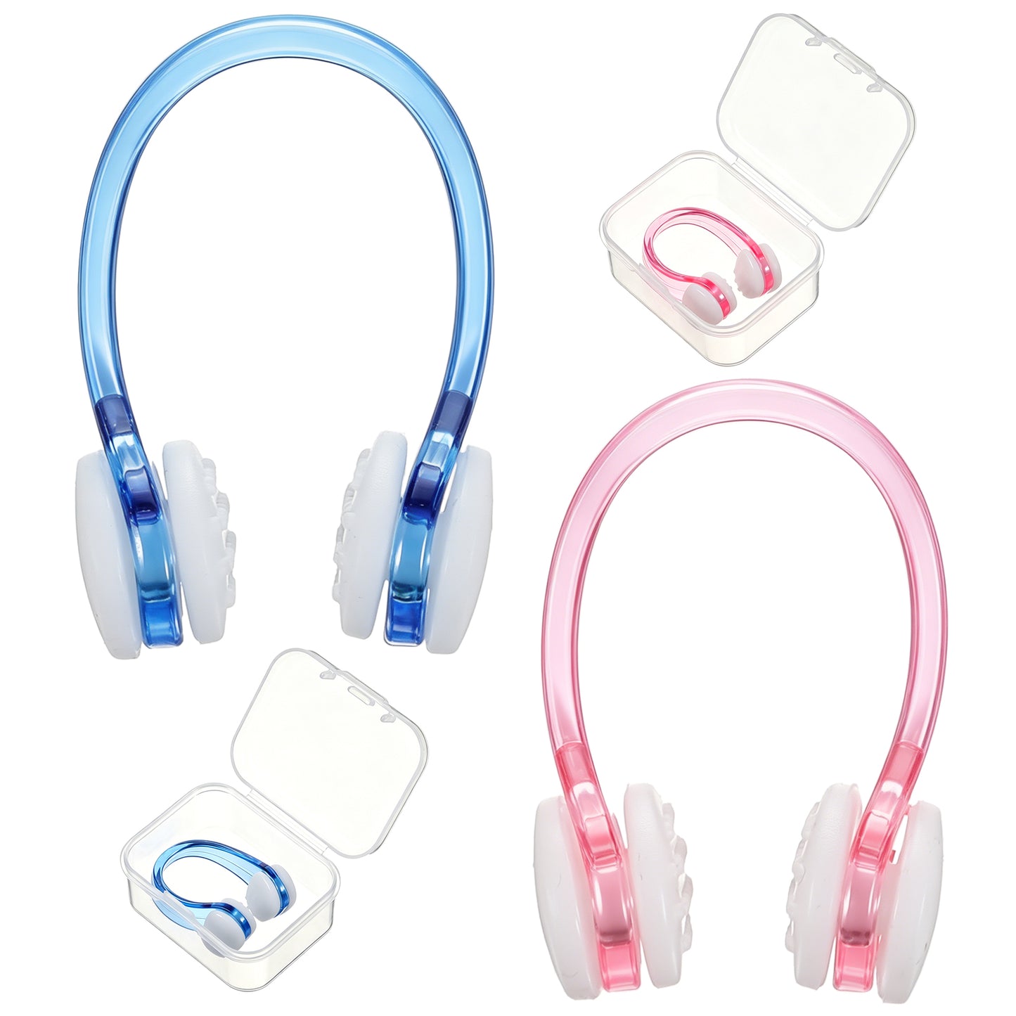 HJZHII 4Pcs Swimming Nose Clips, Soft Silicone Swim Nose Plugs Non-Slip Waterproof Swimming Noses Clip with Storage Cases for Adults Children Pool Training Diving Swimming Water Sports