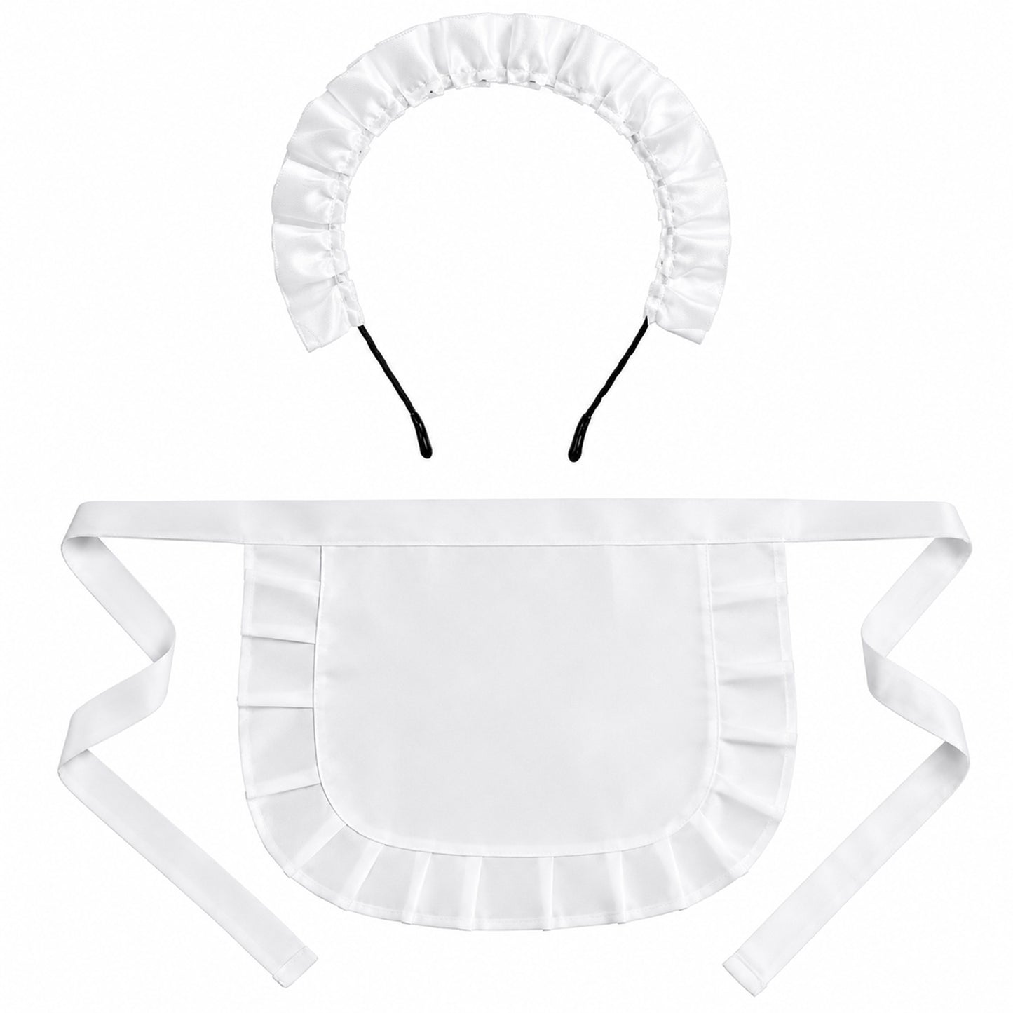HJZHII White Waist Apron, Cosplay Waist Apron with French Headdress Waists Aprons Puffy Tight Costume Half Aprons White Retro Frilly Adorable Maid Waitress Aprons Cosplay Waists Aprons