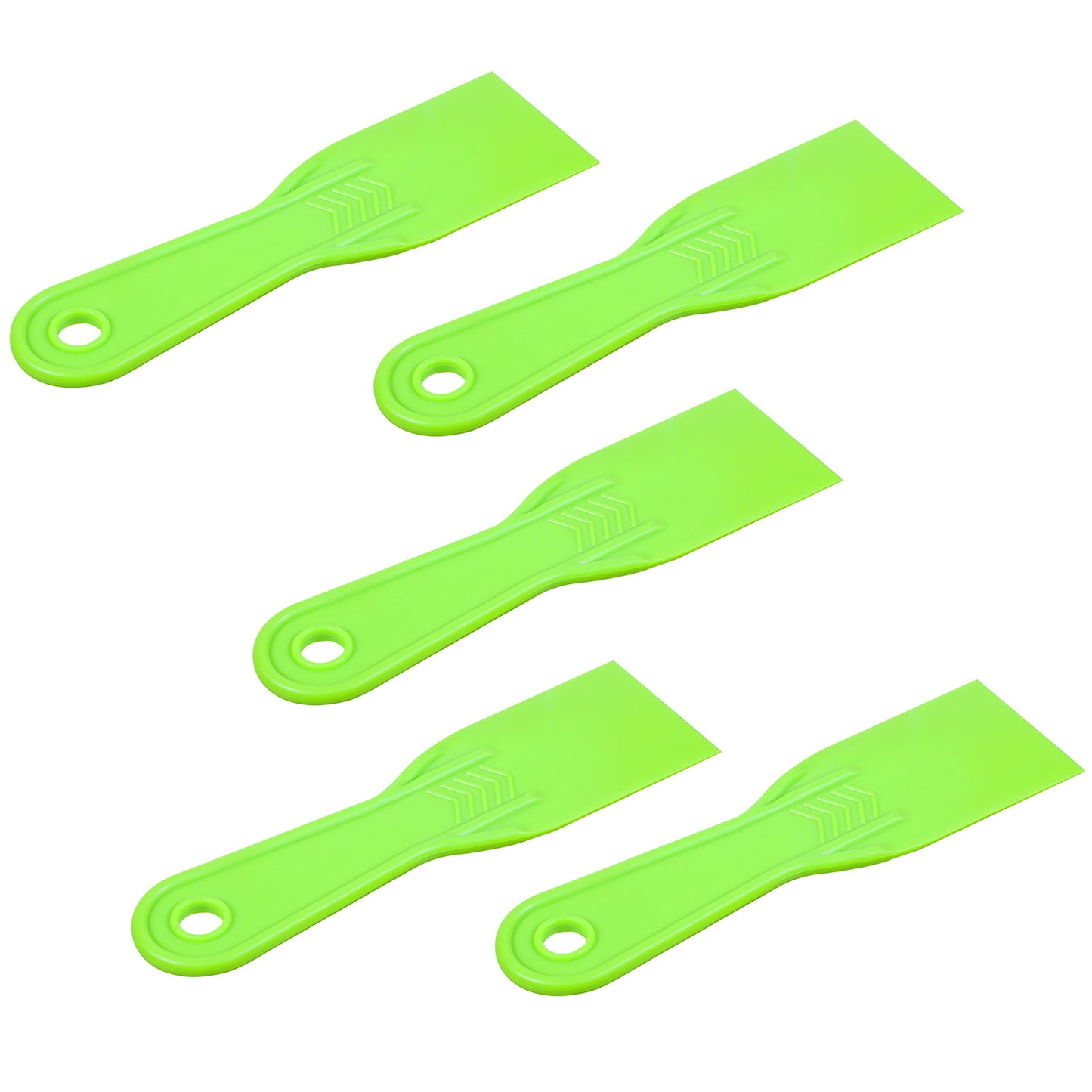 JIYIN 5 PCS Plastic Putty Knife, 2 Inch Flexible Plastic Paint Scraper Tool for Taping Drywall Wall Painting Putty Knife Set Plastic Spreader Spackle Tool for Spackling Patching (Green)