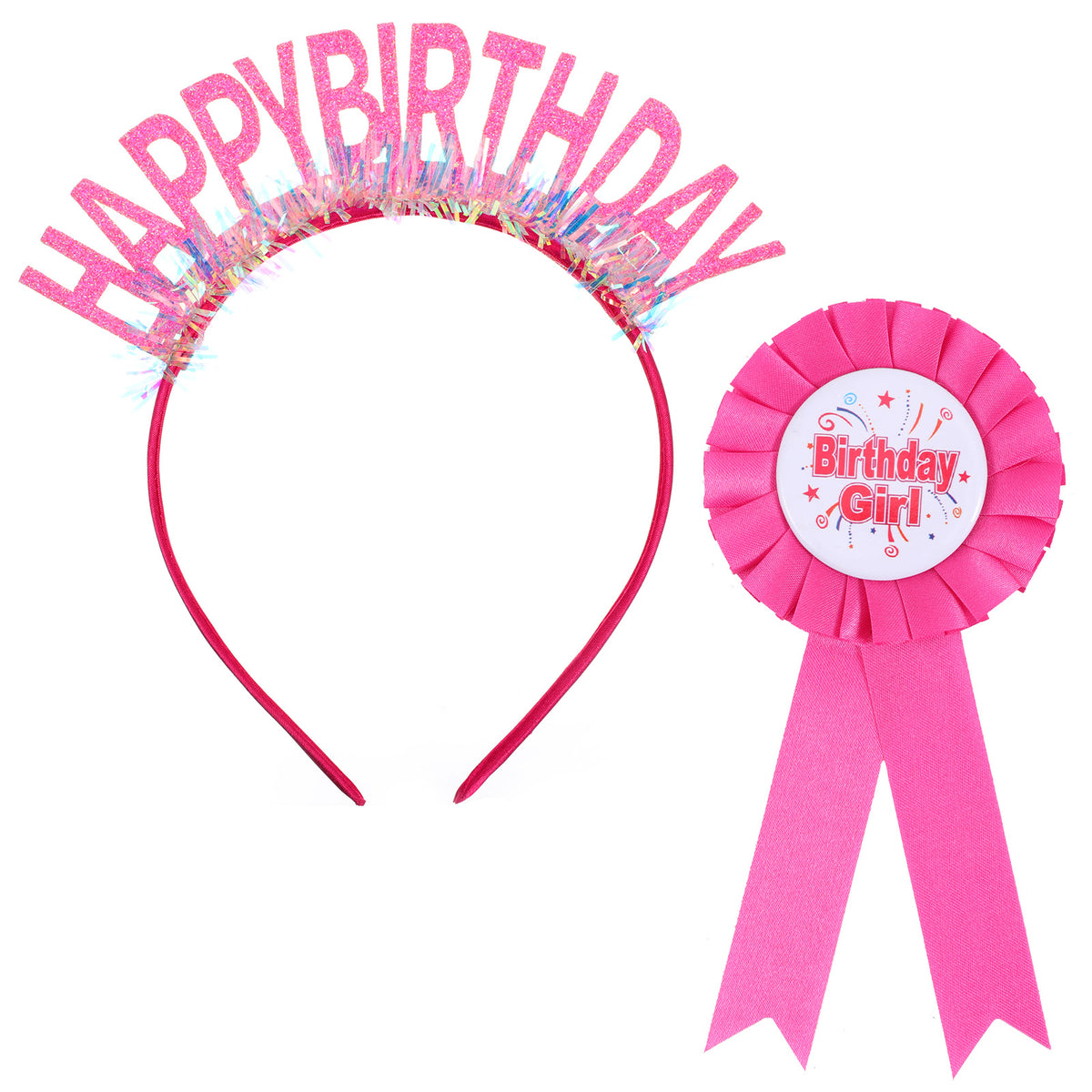 HJZHII Birthday Girl Crown Headband & Badge Set Birthdays Crown