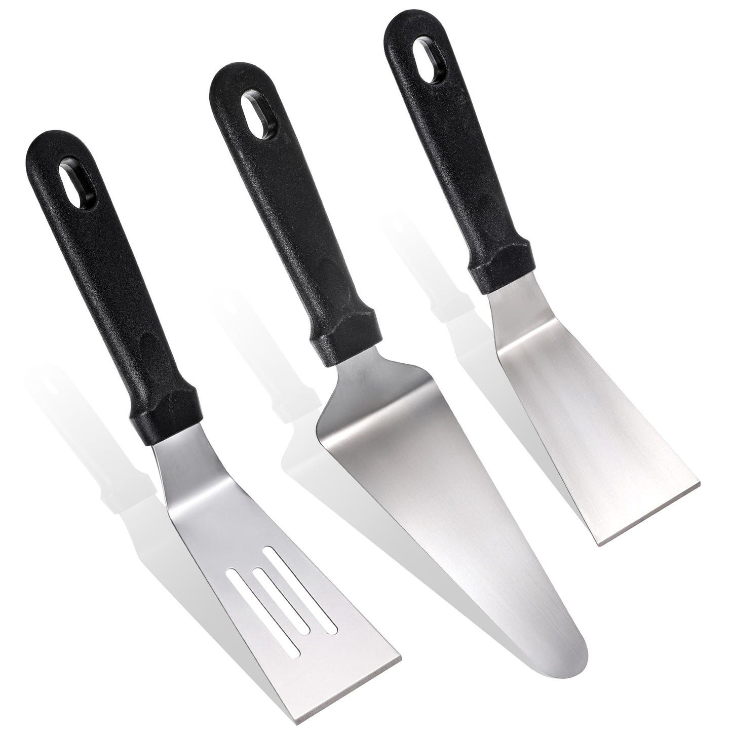 TIESOME Small Spatulas for Kitchen Use, 3-Piece Stainless Steel Spatula Set, Heat Resistant Nonstick Metal Spatulas for Cooking and Frying Mini Spatula for Eggs Pancakes Fish and Burgers