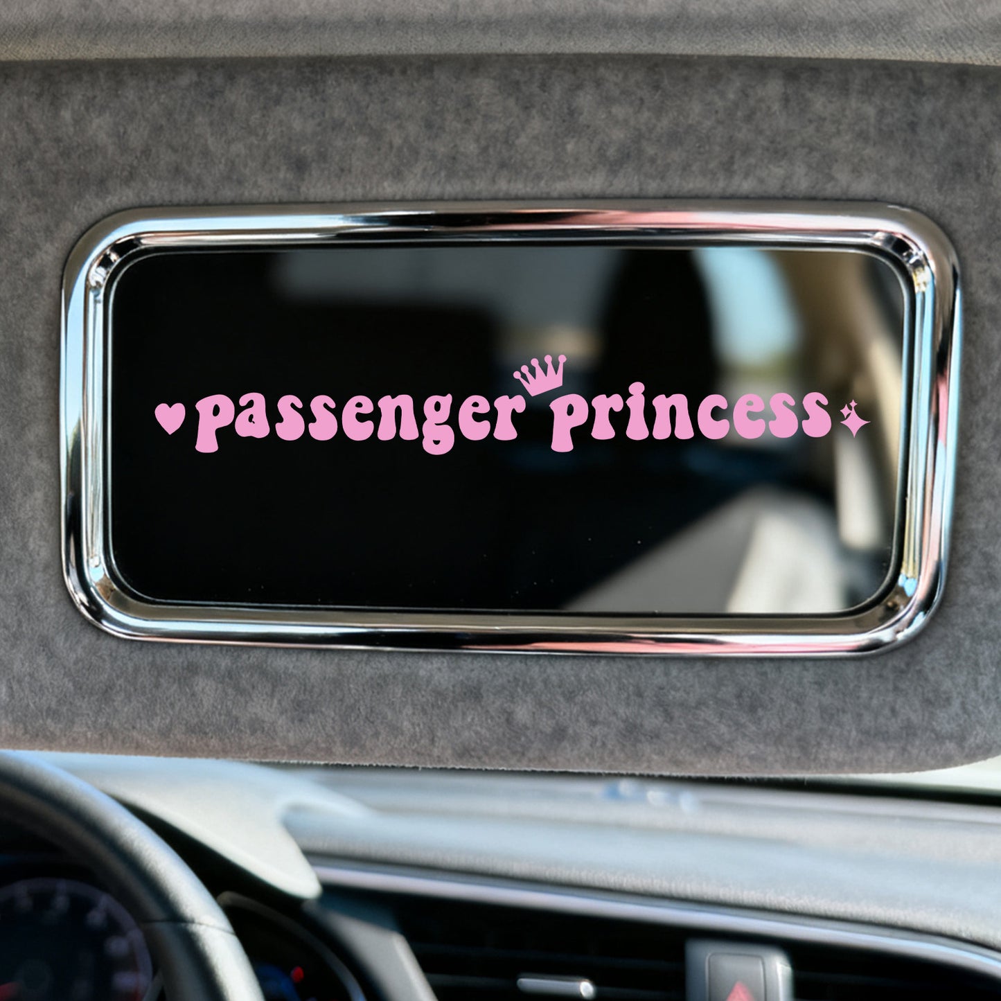 XLIUAX 5 Pack Passenger Princess Sticker, Pink Vinyl Car Decal Funny Car Rearview Mirror Stickers Cute Queen Letter Decals for Women Girls Universal Cars Accessories