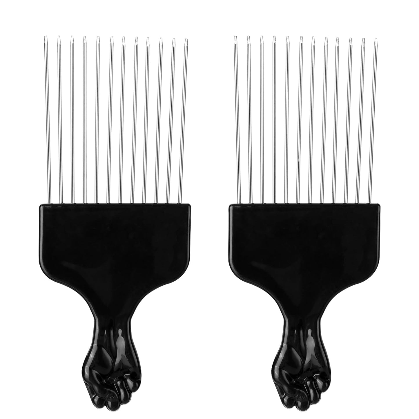 Giantree 2 Pcs Metal Hair Pick Comb, Afro Pick for Women and Men Black Hair Pick for Curly Hair Styling Comb Lift Hair(Solid)