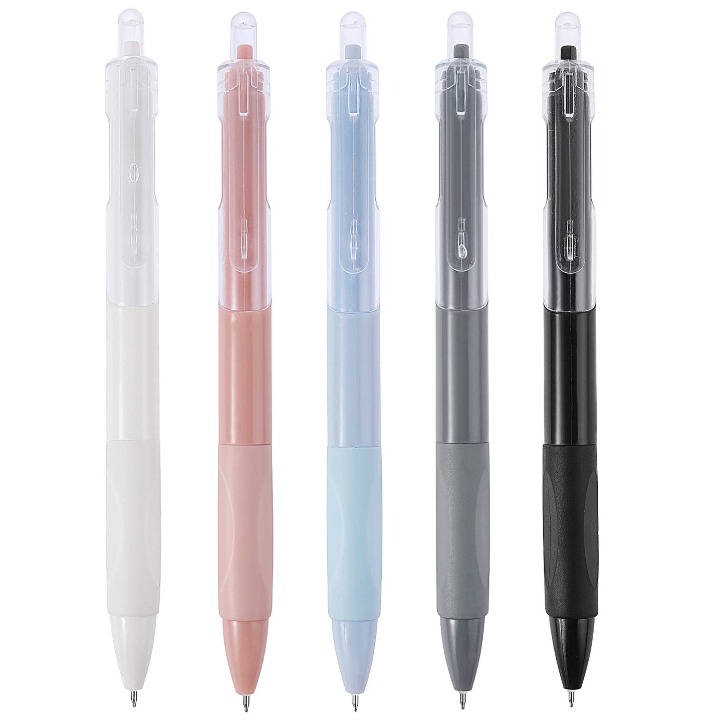TIESOME Aesthetic Ballpoint Pens, 5Pcs 0.7mm Retractable Gel Ink Pens Cute Ball Point Pen Black Ink Smooth Writing Pens Pastel Roller Ball Pens for School Office Gift Supplies (Morandi)
