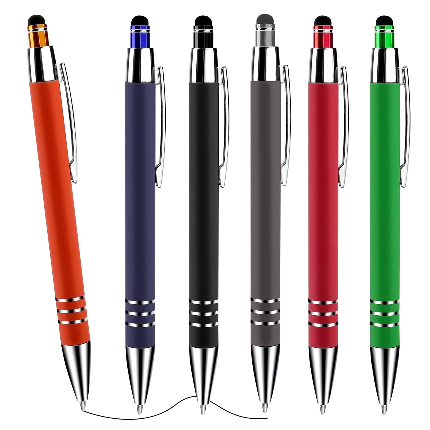 Cobee Stylus Tip Ballpoint Pens, 6 Pieces 1.0mm Retractable Ball Point Pen Medium Point Smooth Writing Pen Black Ink Metal Pen Stylus Nice Pen for Touch Screens