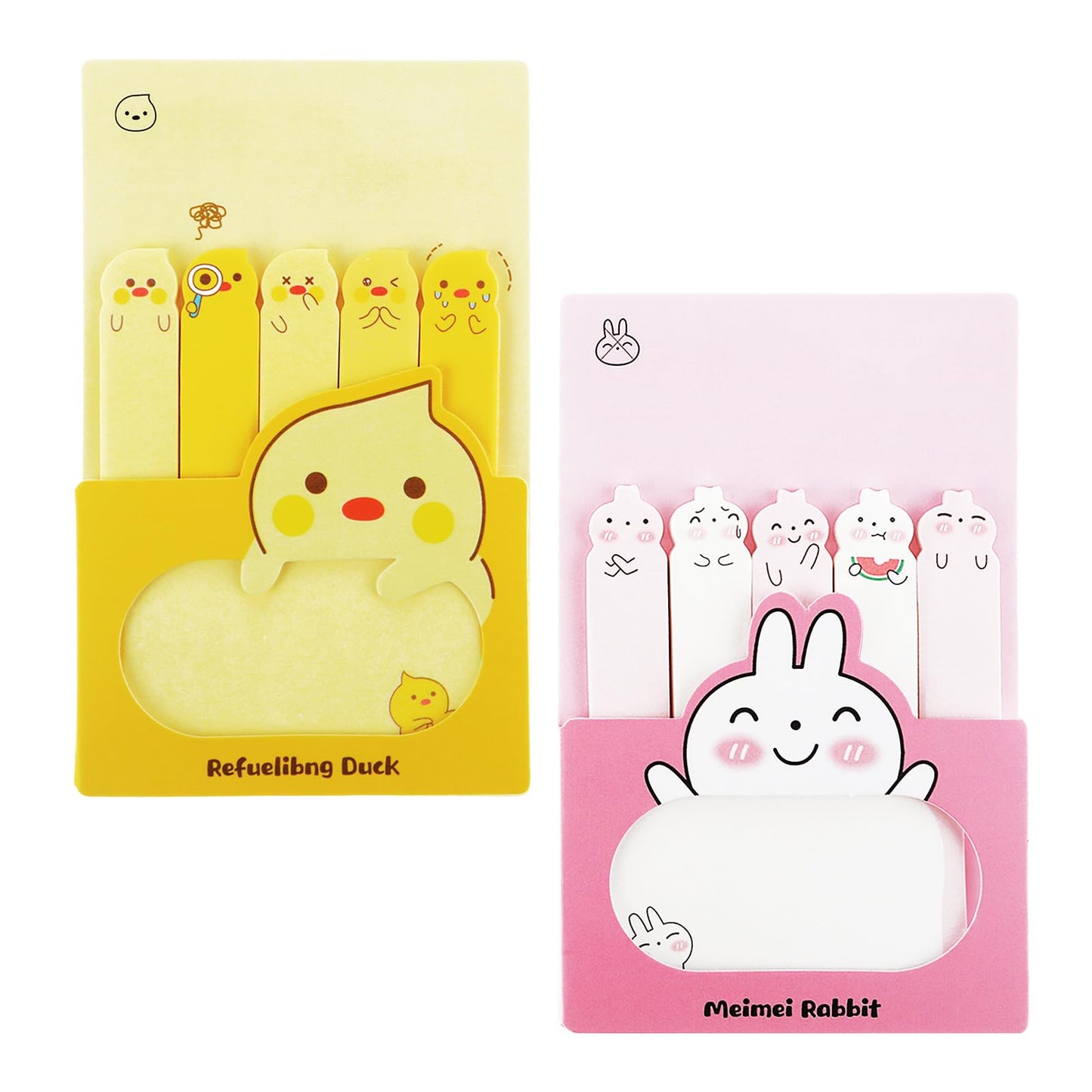 Amabro 240PCS Cute Animal Notes, Cartoon Animal Sticky Pads Kawaii Memo Self-Adhesive Tabs Colorful Flags Index for Office School Gifts(Rabbit, Duck)