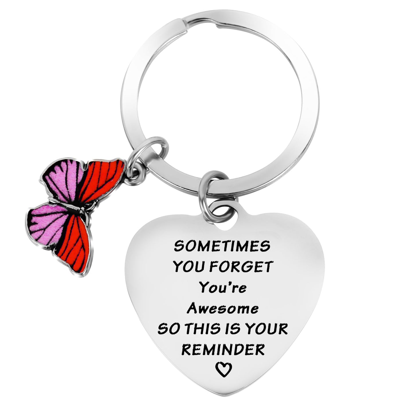 Amabro Inspirational Keyring for Women, Motivational Keychain Gift Thank You Gift You are Awesome for Coworker Teacher(Red Pink)