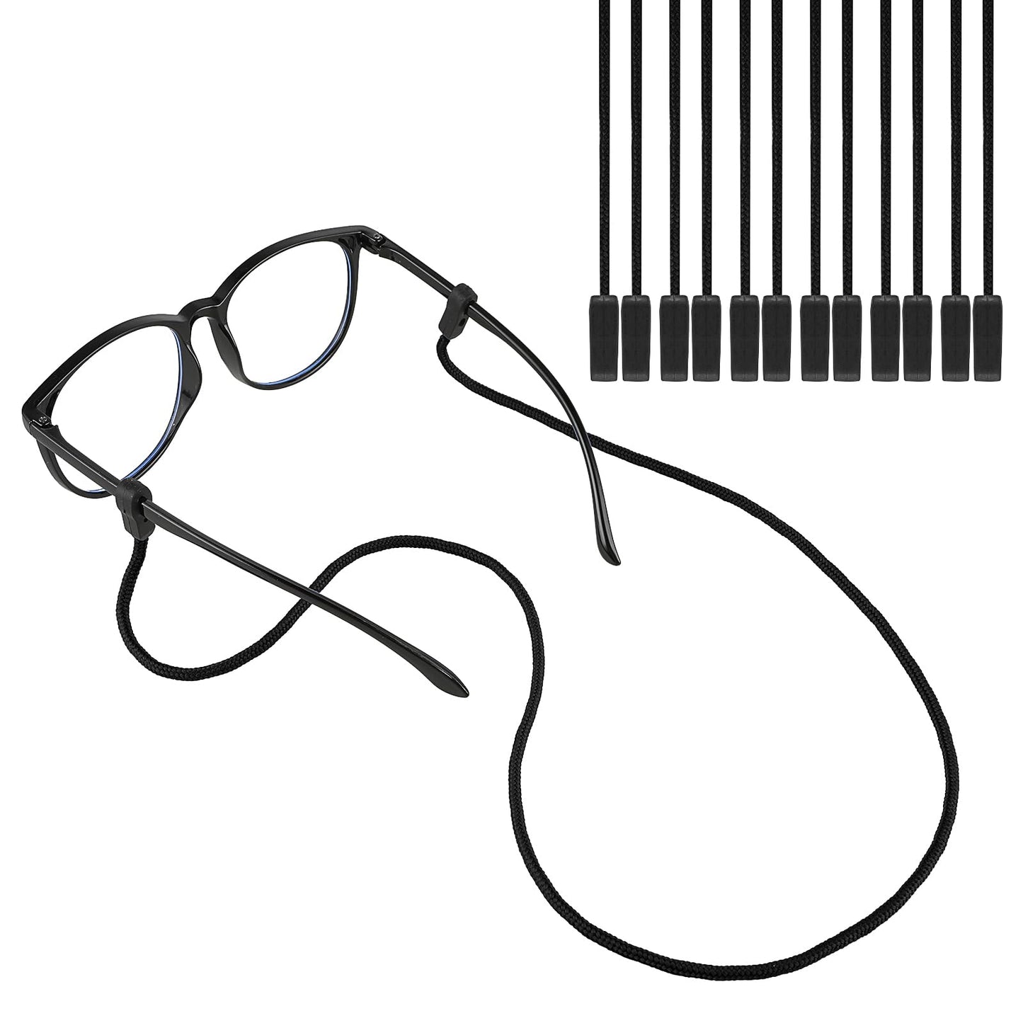 JIEYAO 6Pcs Eyeglasses Strap for Sports, Eye Glasses Holders Around Neck,No Tail Sunglasses String Anti-Slip Eyewear Retainer(Black)